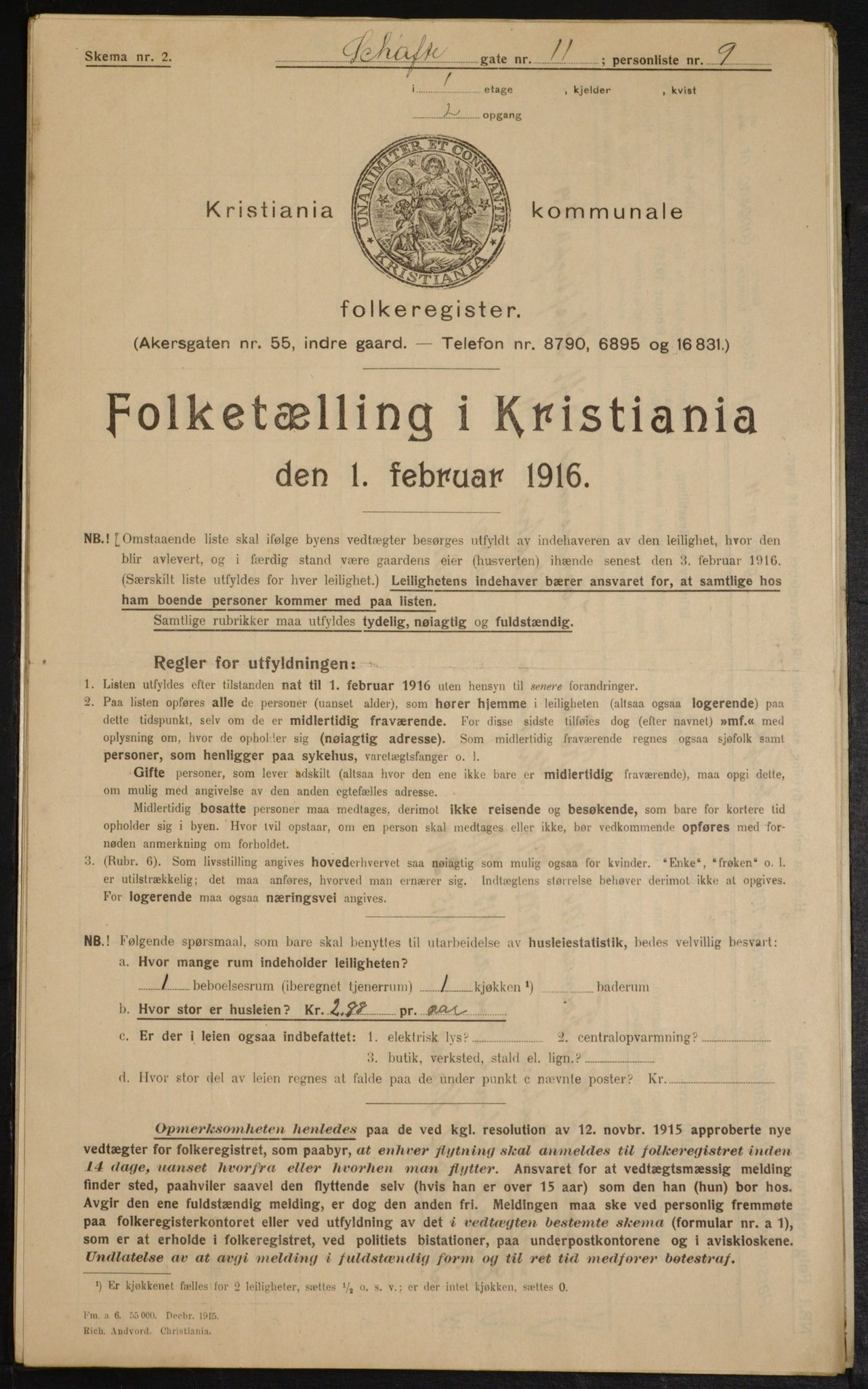 OBA, Kommunal folketelling 1.2.1916 for Kristiania, 1916, s. 91588