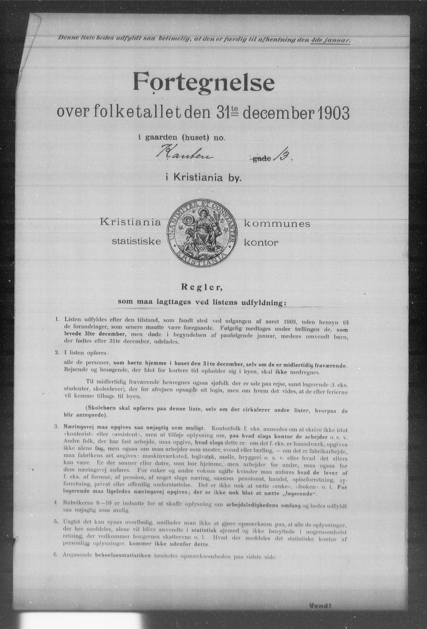 OBA, Kommunal folketelling 31.12.1903 for Kristiania kjøpstad, 1903, s. 9465