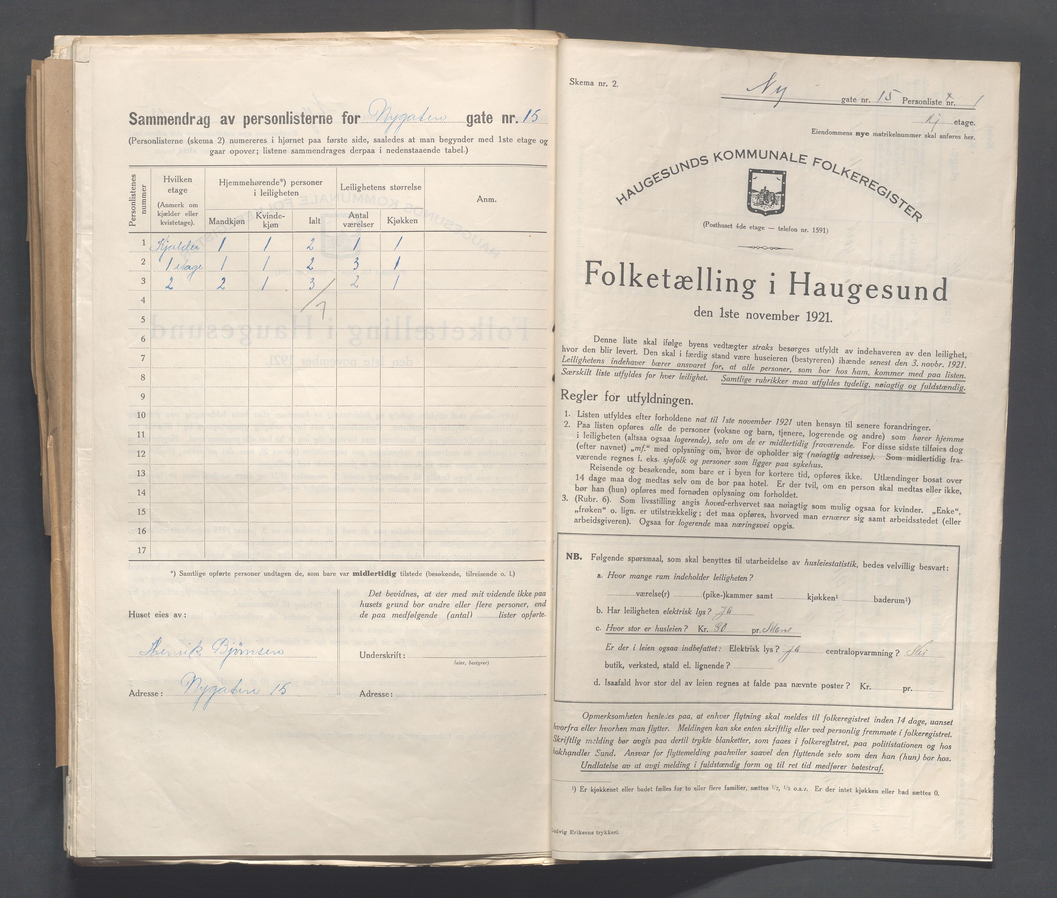 IKAR, Kommunal folketelling 1.11.1921 for Haugesund, 1921, s. 3196