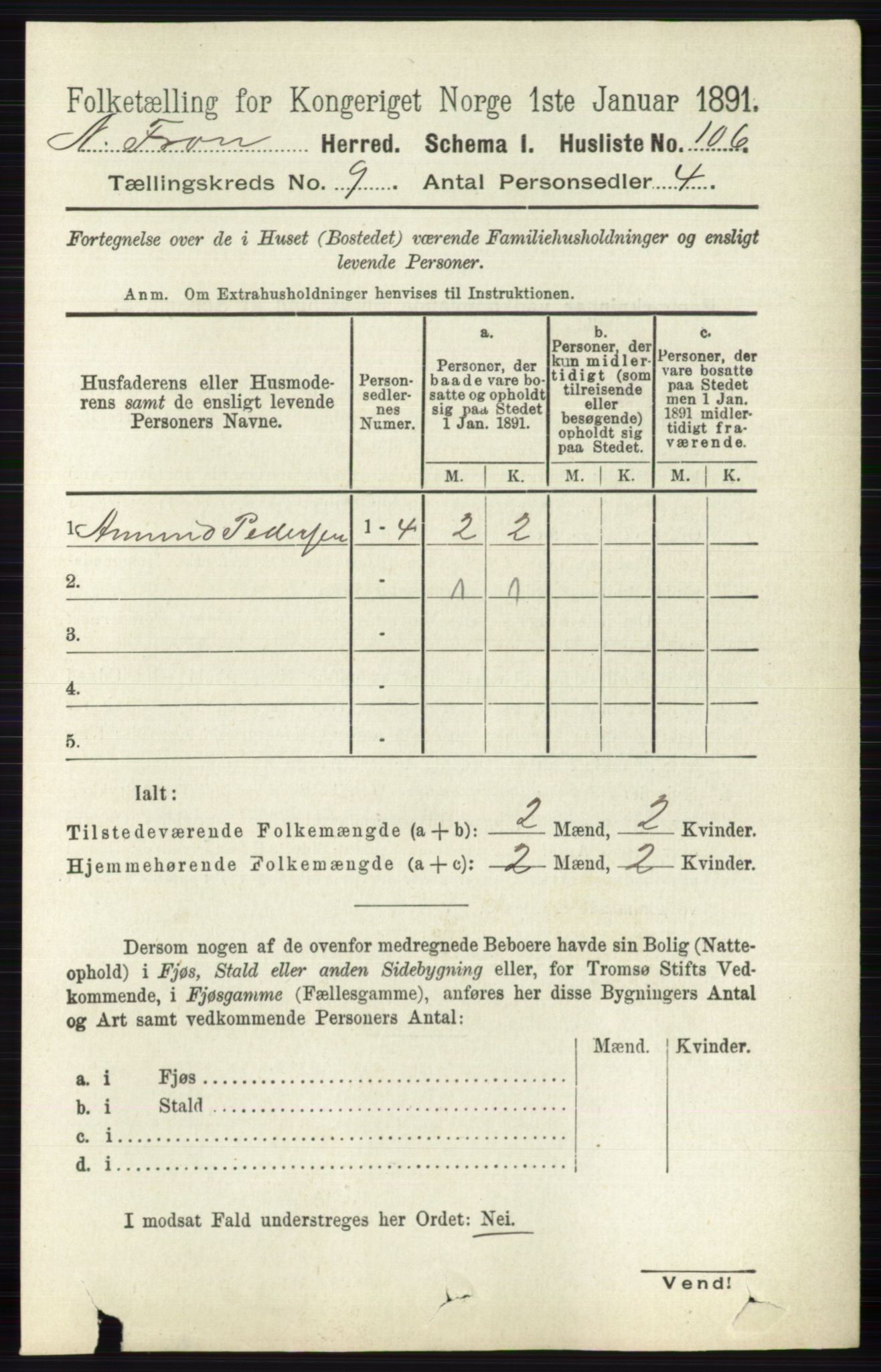 RA, Folketelling 1891 for 0518 Nord-Fron herred, 1891, s. 3710