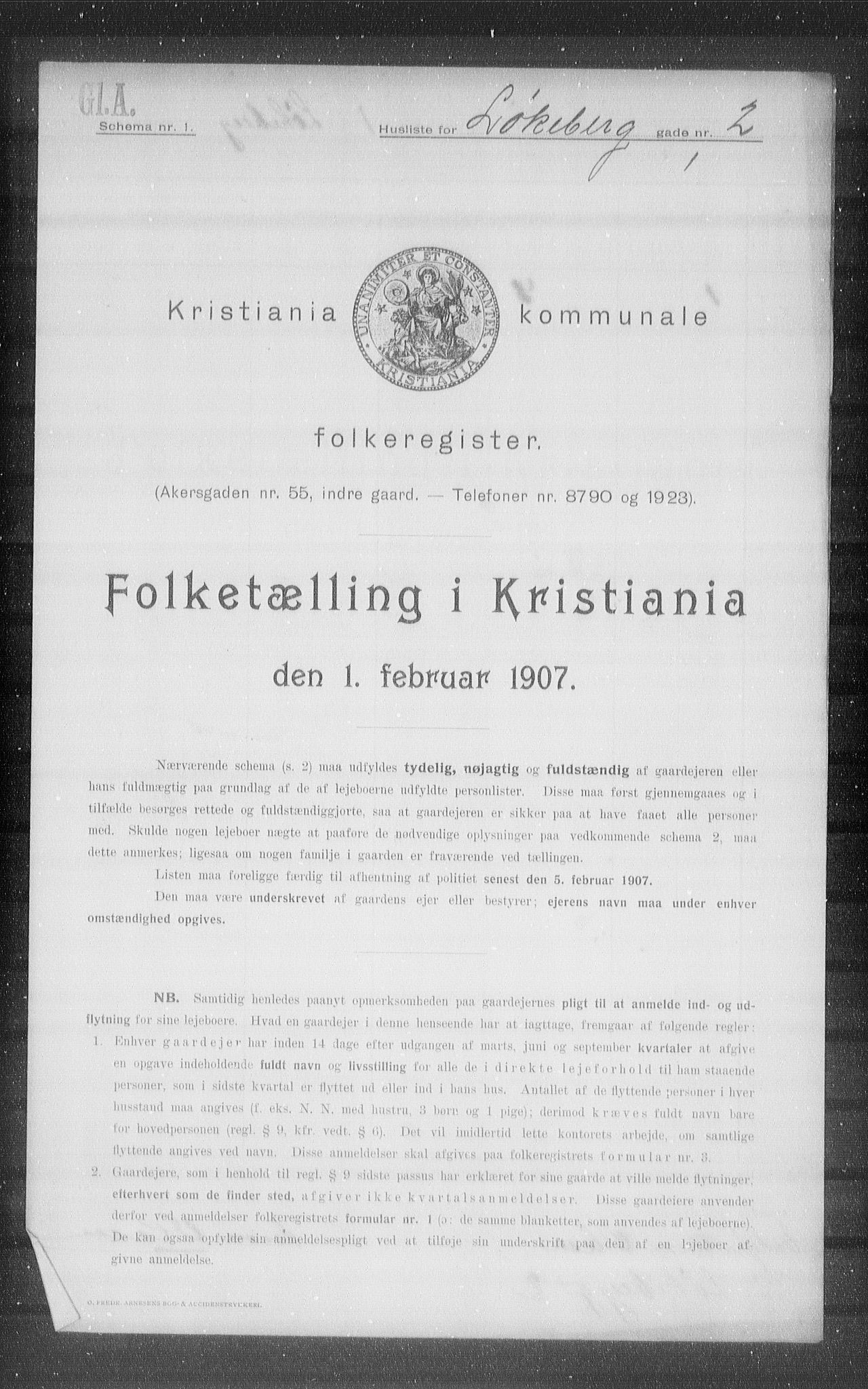 OBA, Kommunal folketelling 1.2.1907 for Kristiania kjøpstad, 1907, s. 29932