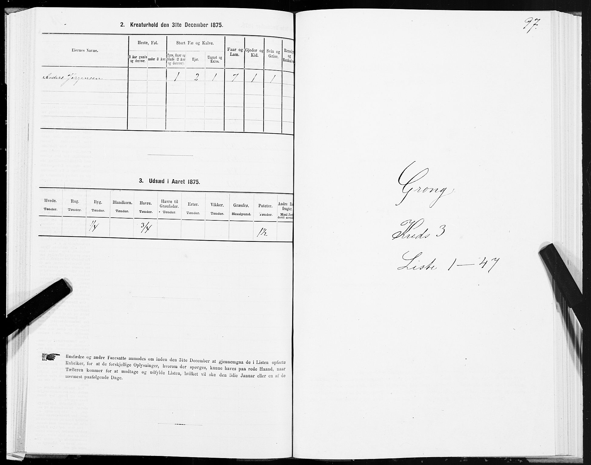 SAT, Folketelling 1875 for 1742P Grong prestegjeld, 1875, s. 2097