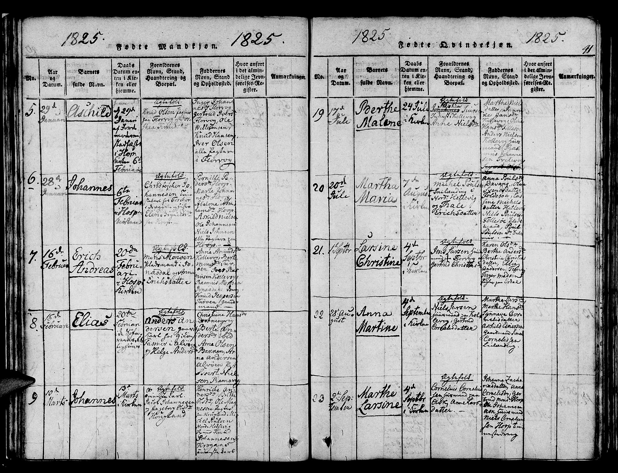 Askøy Sokneprestembete, AV/SAB-A-74101/H/Ha/Haa/Haaa/L0003: Ministerialbok nr. A 3, 1815-1825, s. 41