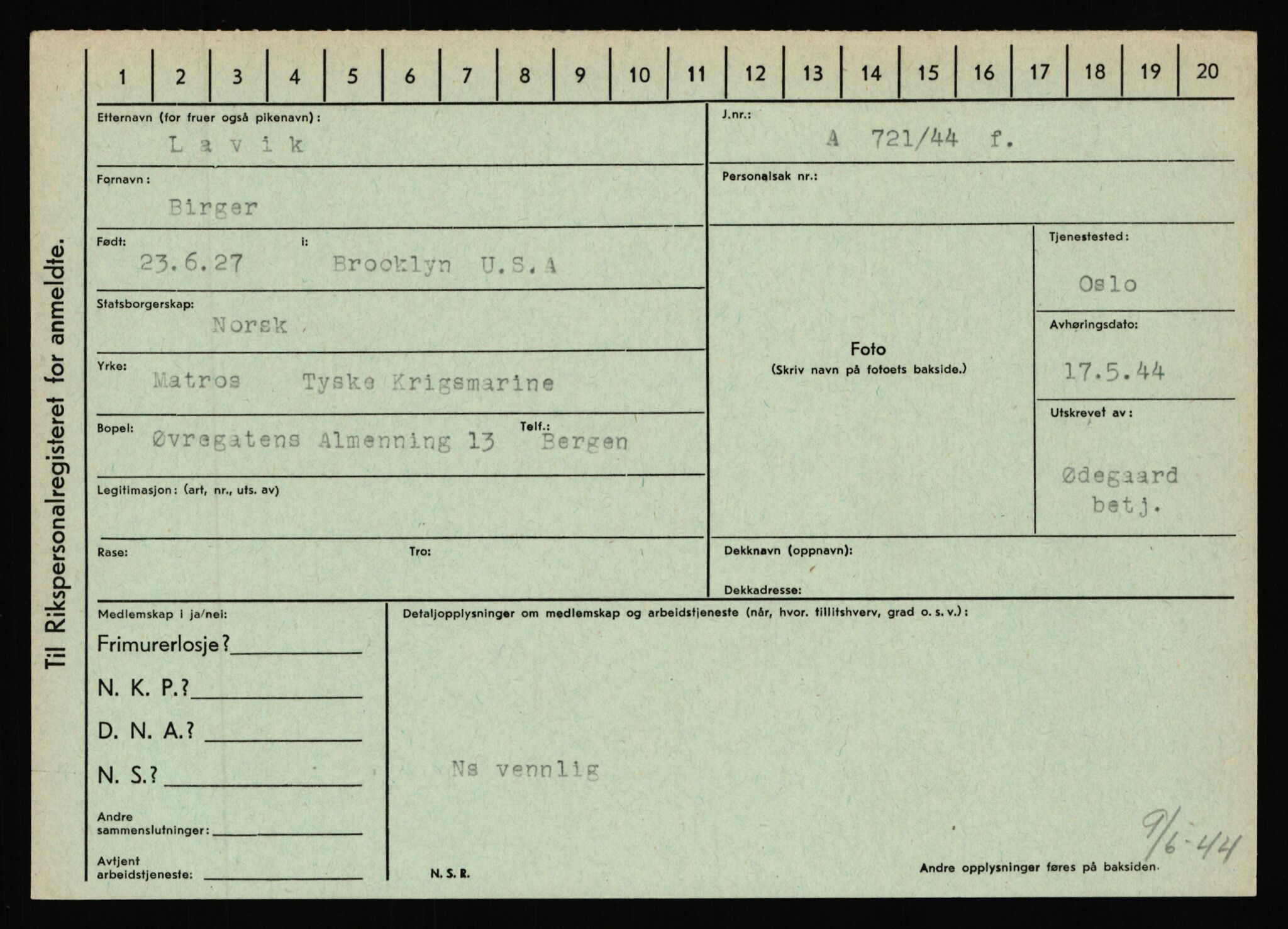 Statspolitiet - Hovedkontoret / Osloavdelingen, AV/RA-S-1329/C/Ca/L0009: Knutsen - Limstrand, 1943-1945, s. 4132