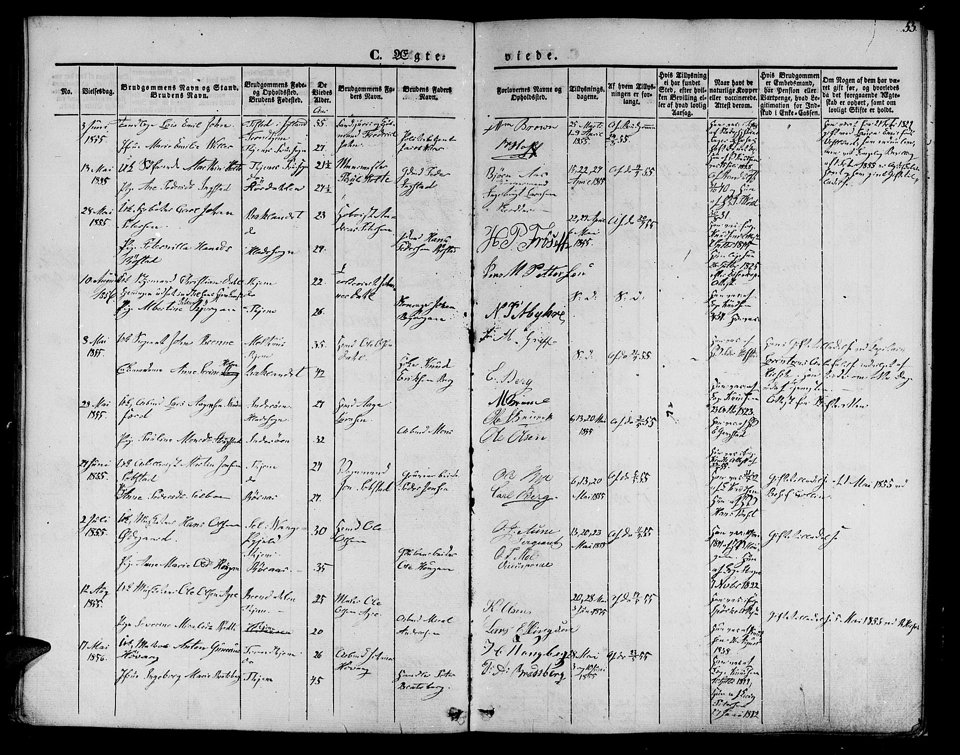 Ministerialprotokoller, klokkerbøker og fødselsregistre - Sør-Trøndelag, AV/SAT-A-1456/602/L0111: Ministerialbok nr. 602A09, 1844-1867, s. 53