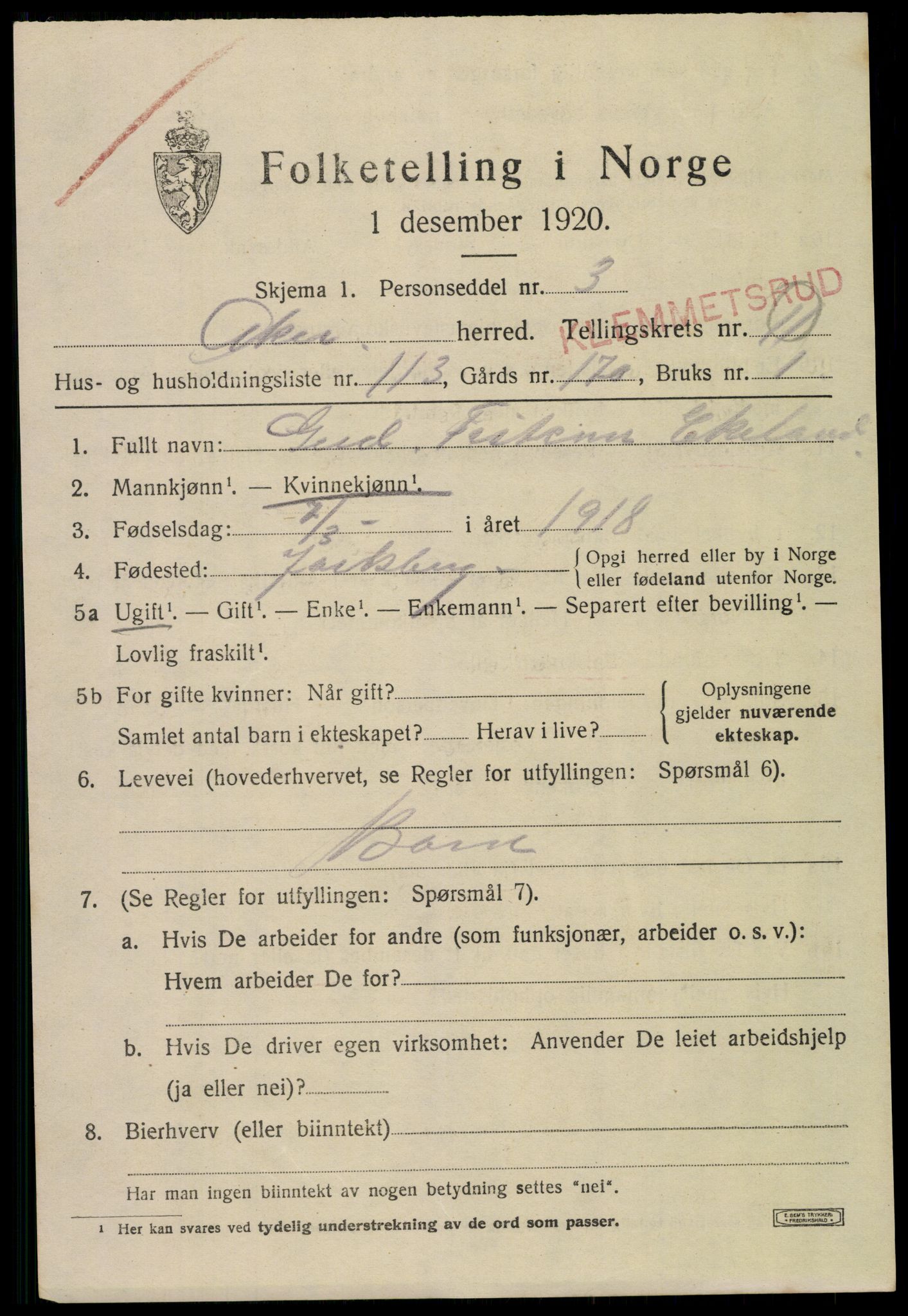 SAO, Folketelling 1920 for 0218 Aker herred, 1920, s. 72424