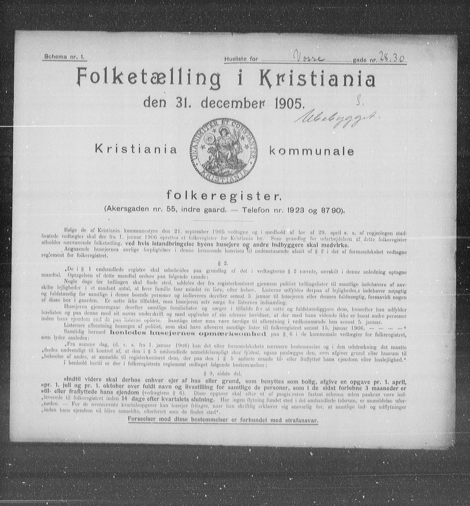 OBA, Kommunal folketelling 31.12.1905 for Kristiania kjøpstad, 1905, s. 66226