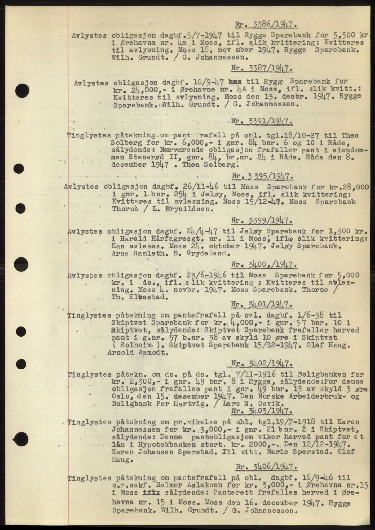 Moss sorenskriveri, SAO/A-10168: Pantebok nr. C10, 1938-1950, Dagboknr: 3386/1947