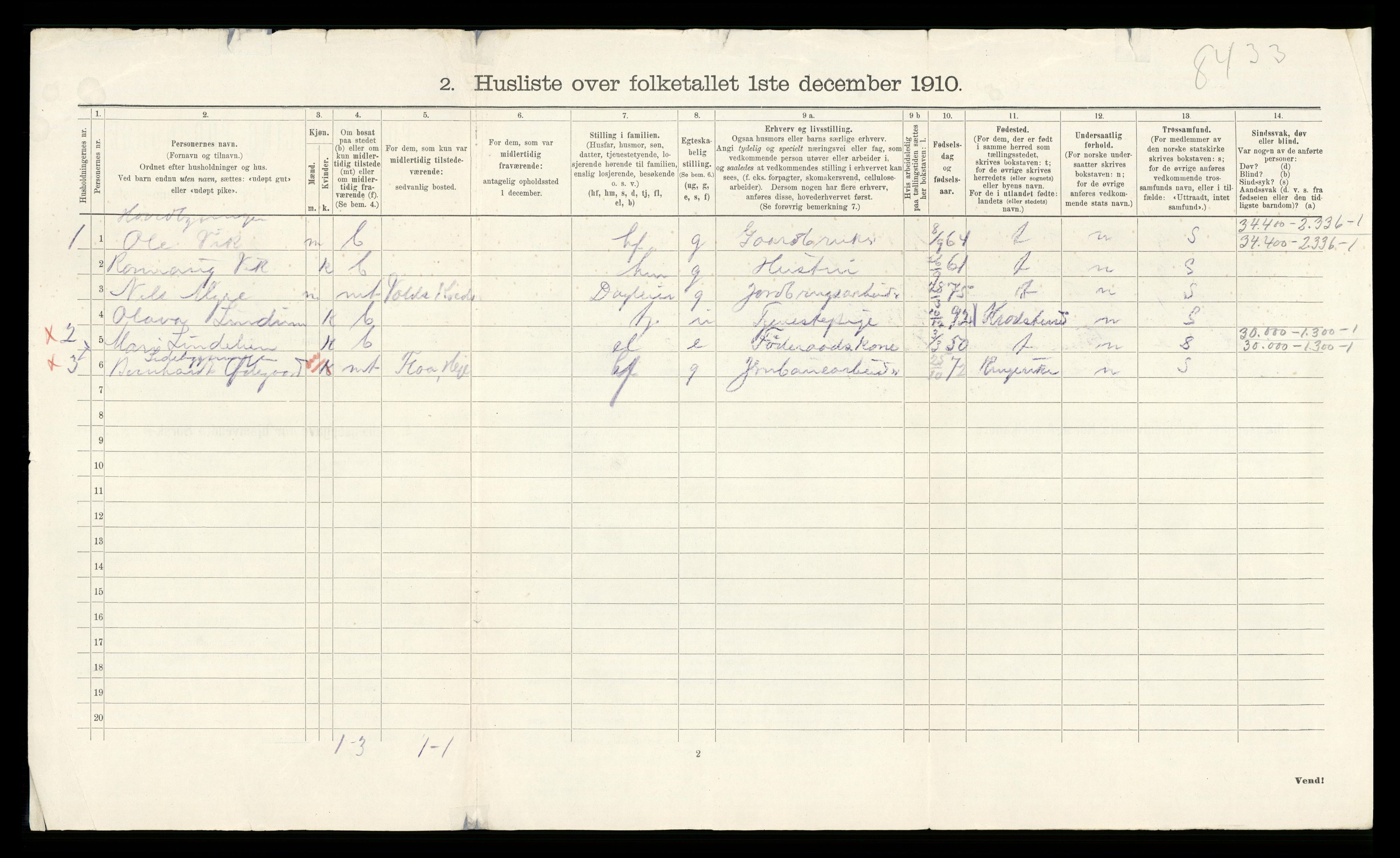 RA, Folketelling 1910 for 0615 Flå herred, 1910, s. 25