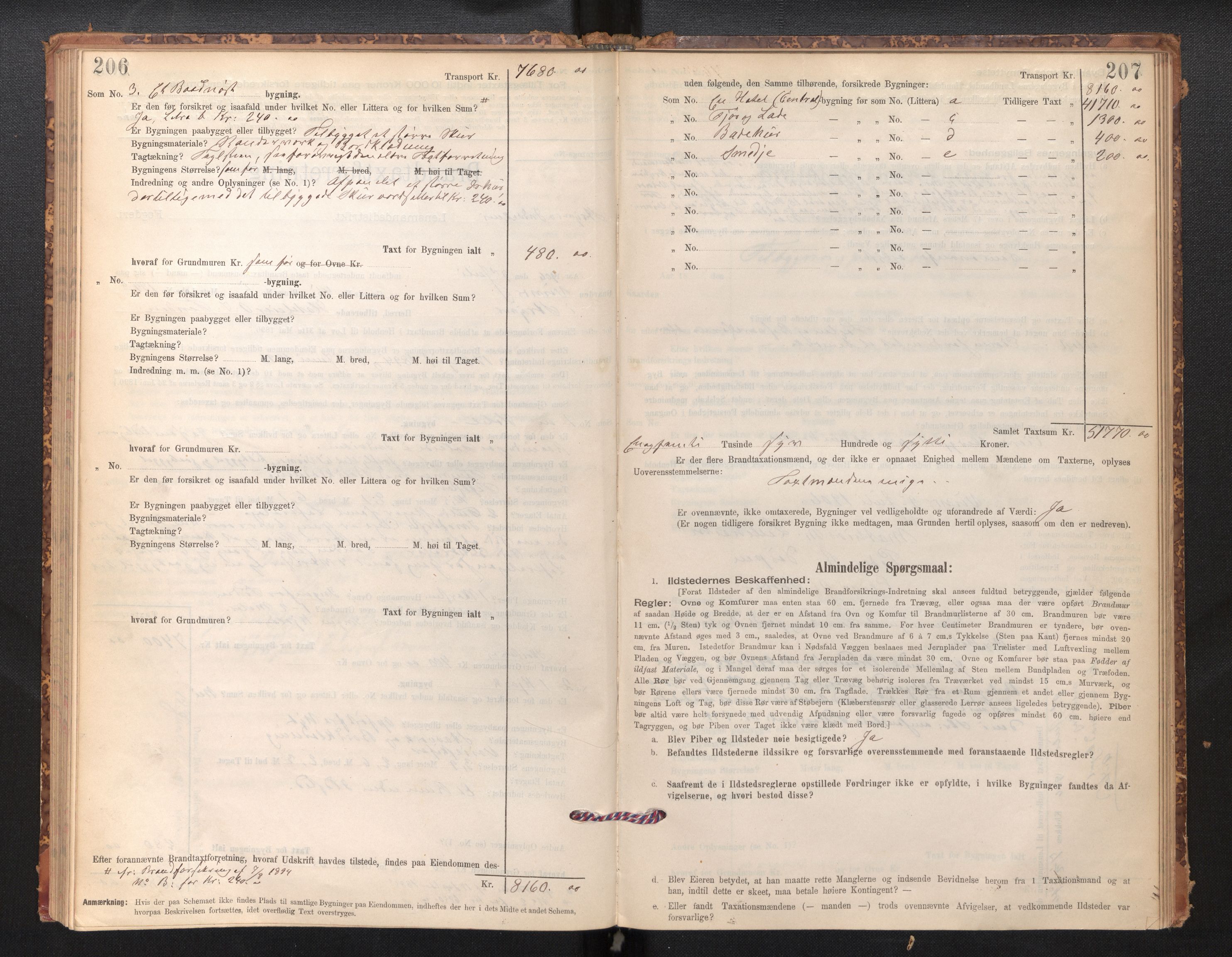 Lensmannen i Stryn og Innvik, SAB/A-30201/0012/L0002: Branntakstprotokoll, skjematakst, 1894-1942, s. 206-207
