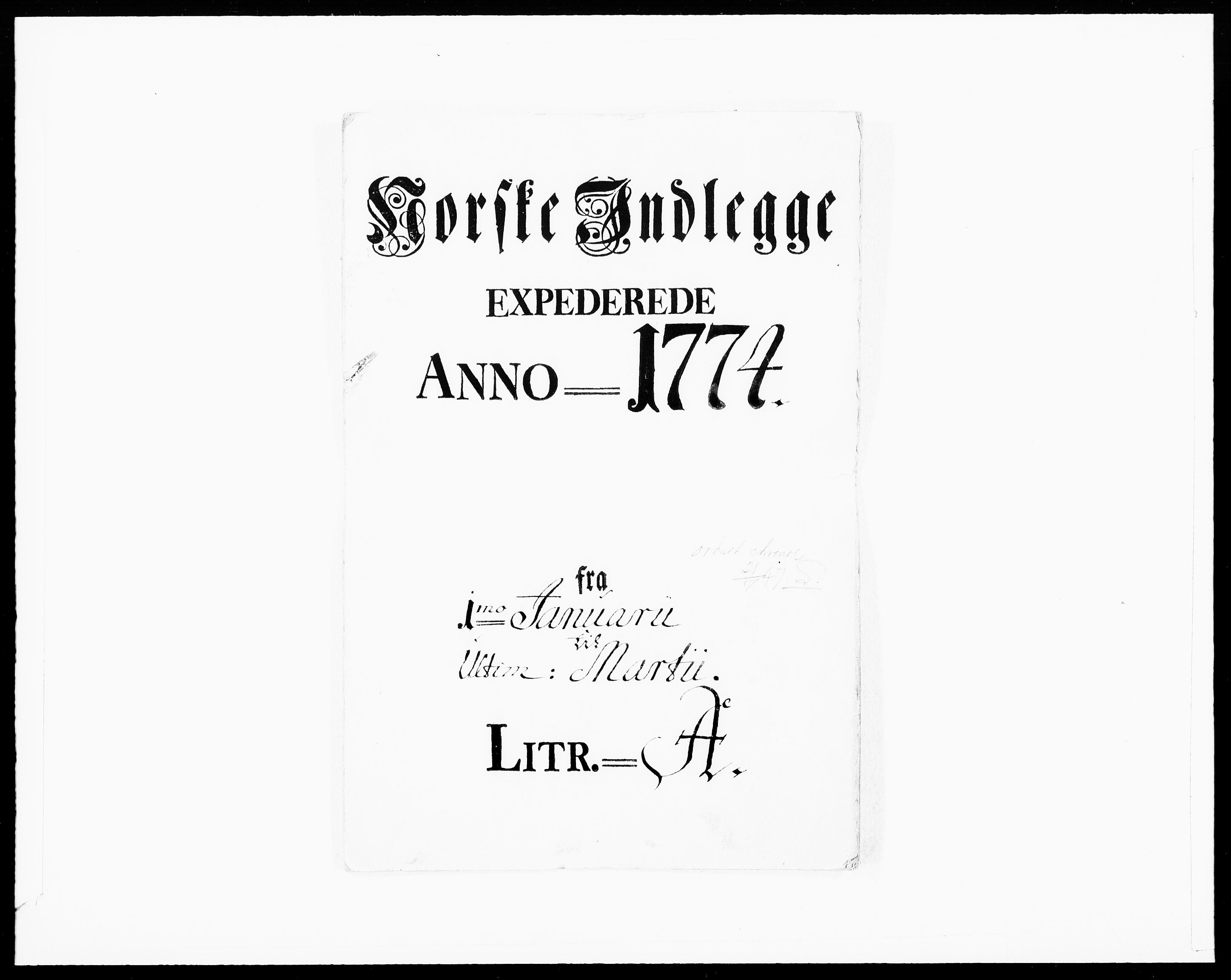 Danske Kanselli 1572-1799, AV/RA-EA-3023/F/Fc/Fcc/Fcca/L0211: Norske innlegg 1572-1799, 1774, s. 1