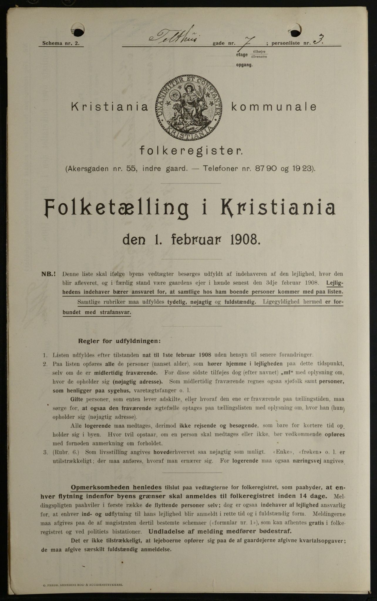 OBA, Kommunal folketelling 1.2.1908 for Kristiania kjøpstad, 1908, s. 96720