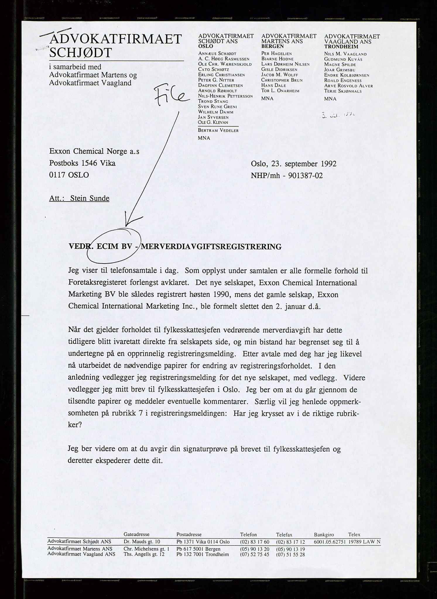 PA 1538 - Exxon Chemical Norge A/S, AV/SAST-A-101958/A/Aa/L0002/0003: Styredokumenter / Styremøter og generalforsamling, 1992-1995