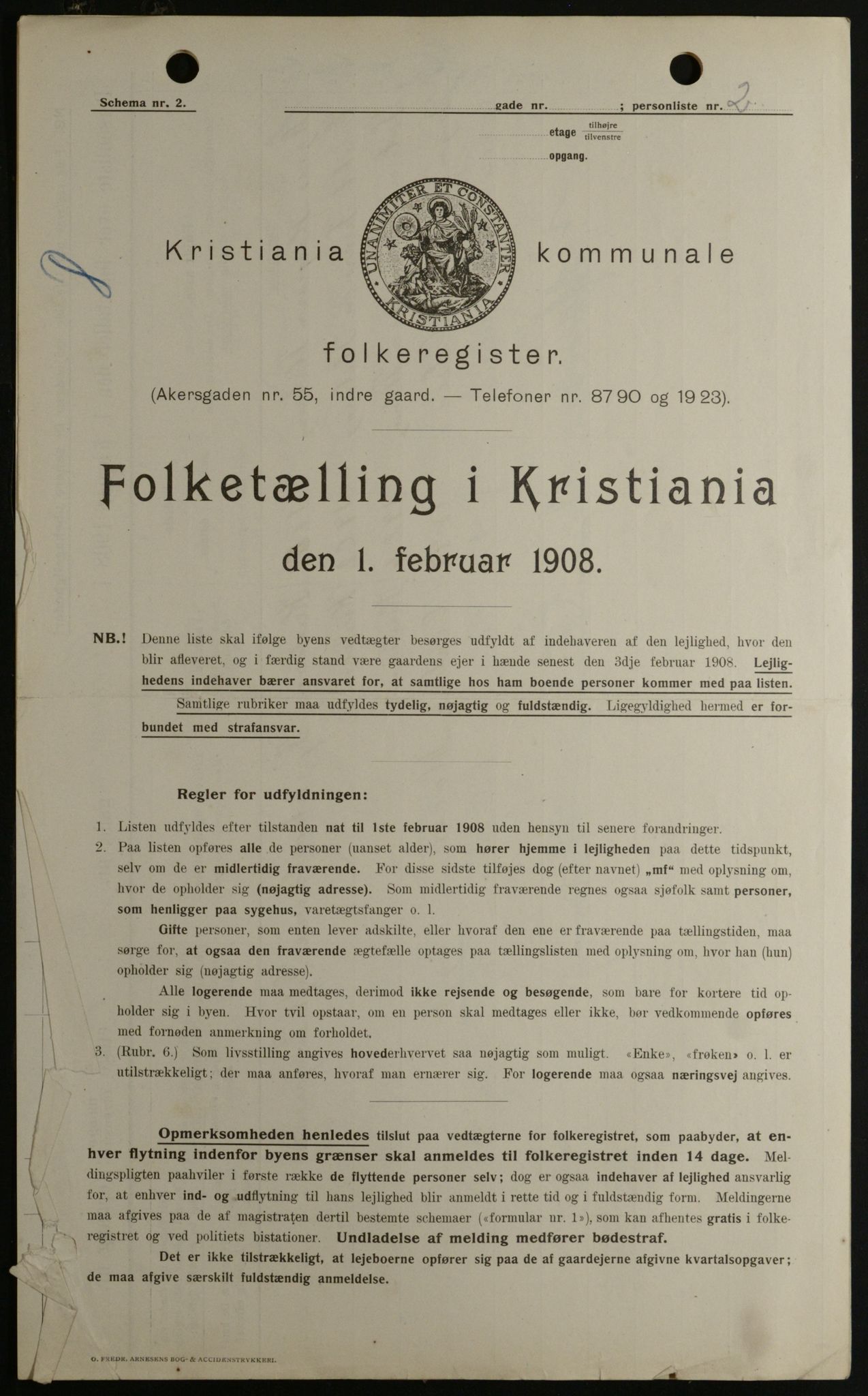 OBA, Kommunal folketelling 1.2.1908 for Kristiania kjøpstad, 1908, s. 93885
