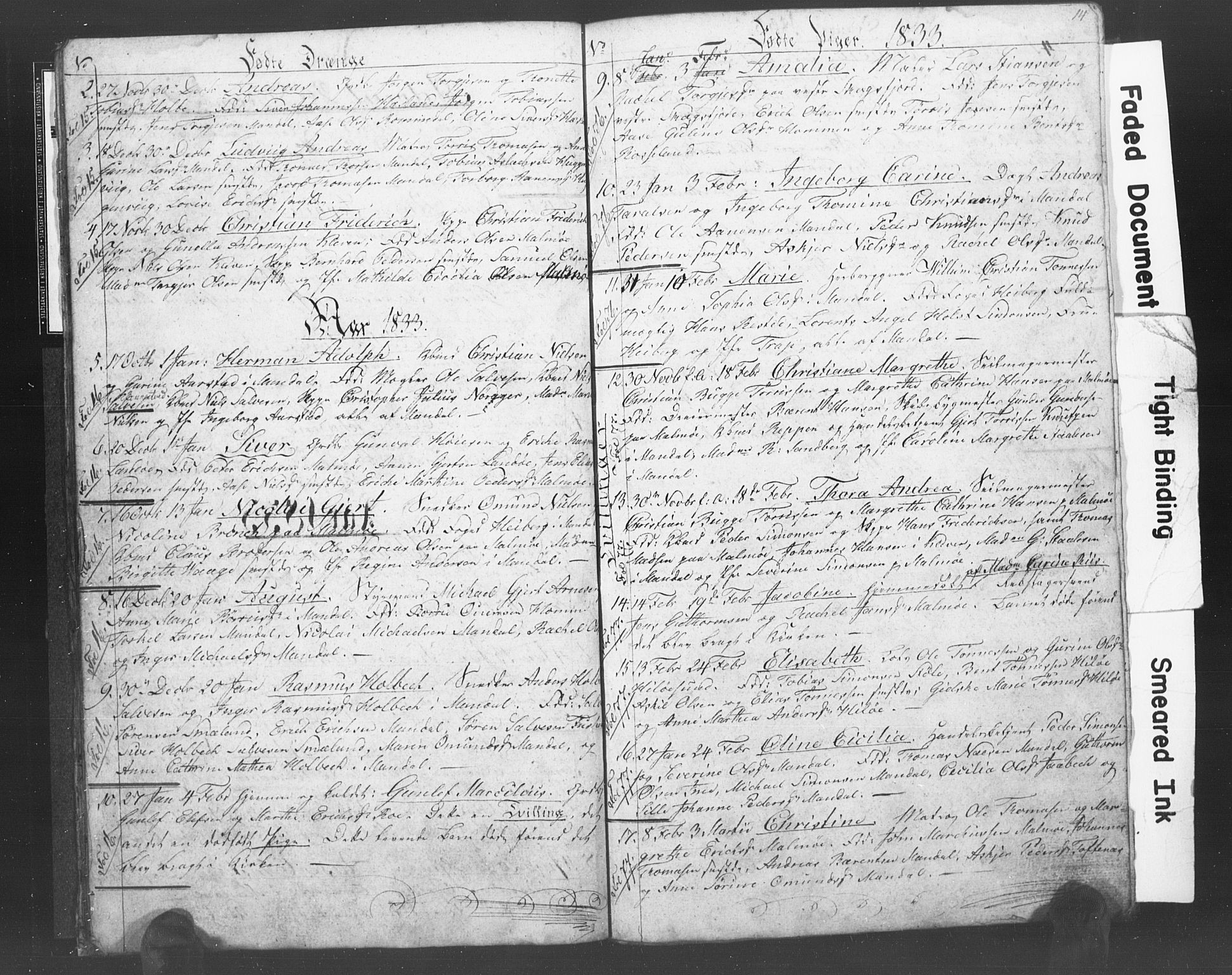 Mandal sokneprestkontor, AV/SAK-1111-0030/F/Fb/Fba/L0003: Klokkerbok nr. B 1B, 1831-1834, s. 14