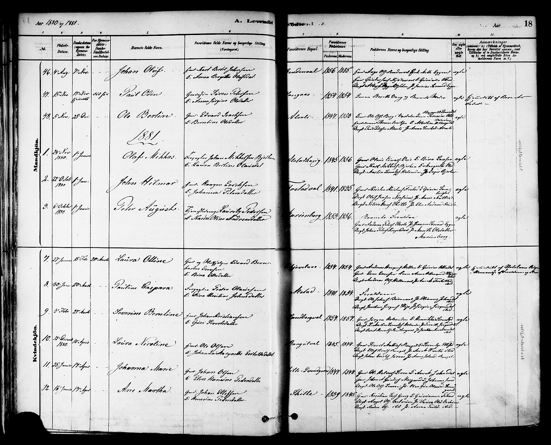 Ministerialprotokoller, klokkerbøker og fødselsregistre - Nord-Trøndelag, SAT/A-1458/717/L0159: Ministerialbok nr. 717A09, 1878-1898, s. 18