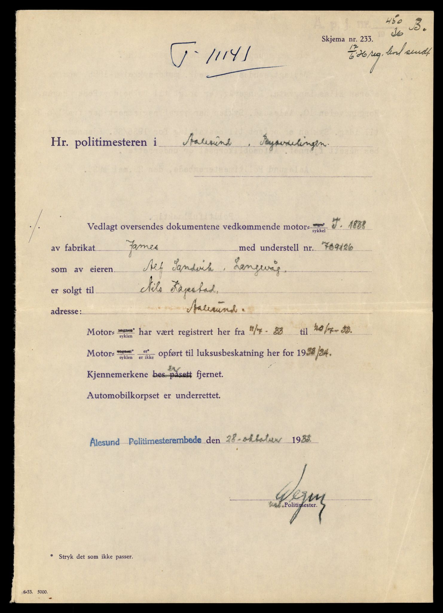 Møre og Romsdal vegkontor - Ålesund trafikkstasjon, AV/SAT-A-4099/F/Fe/L0026: Registreringskort for kjøretøy T 11046 - T 11160, 1927-1998, s. 2741