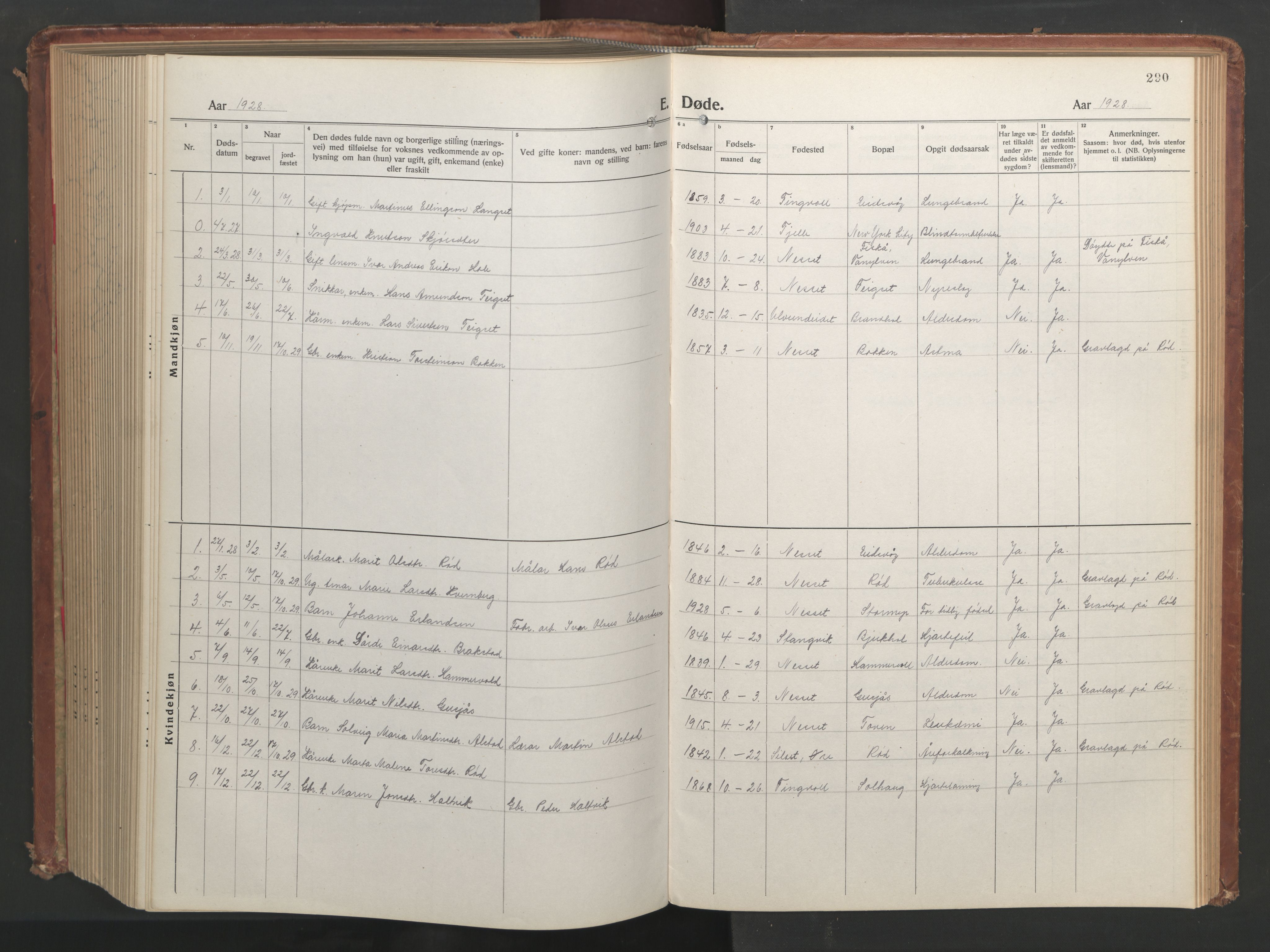 Ministerialprotokoller, klokkerbøker og fødselsregistre - Møre og Romsdal, SAT/A-1454/551/L0633: Klokkerbok nr. 551C05, 1921-1961, s. 290