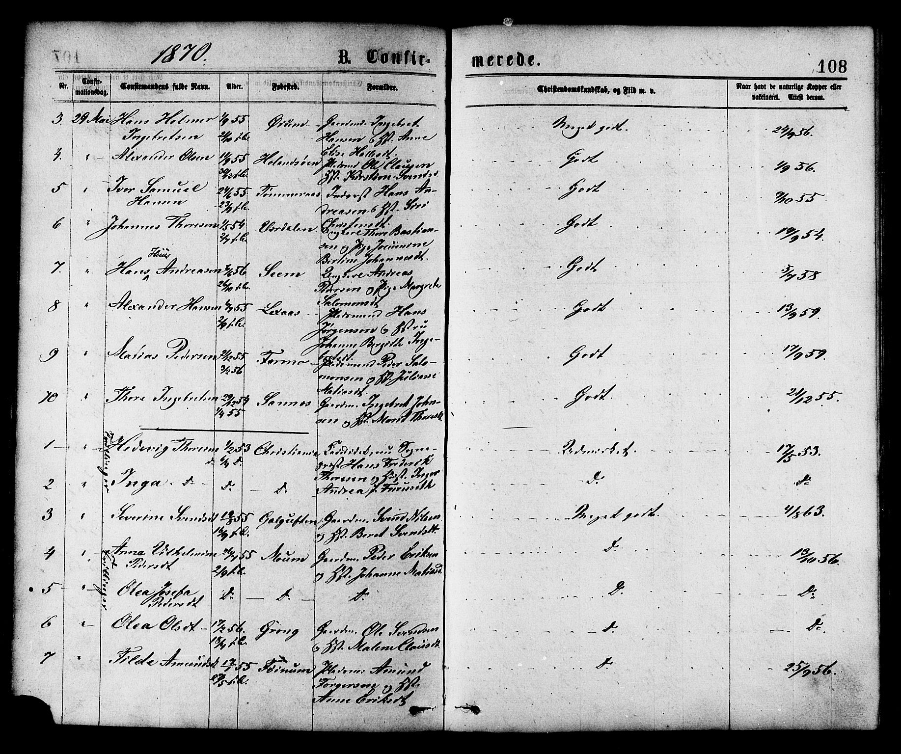 Ministerialprotokoller, klokkerbøker og fødselsregistre - Nord-Trøndelag, AV/SAT-A-1458/758/L0516: Ministerialbok nr. 758A03 /1, 1869-1879, s. 108