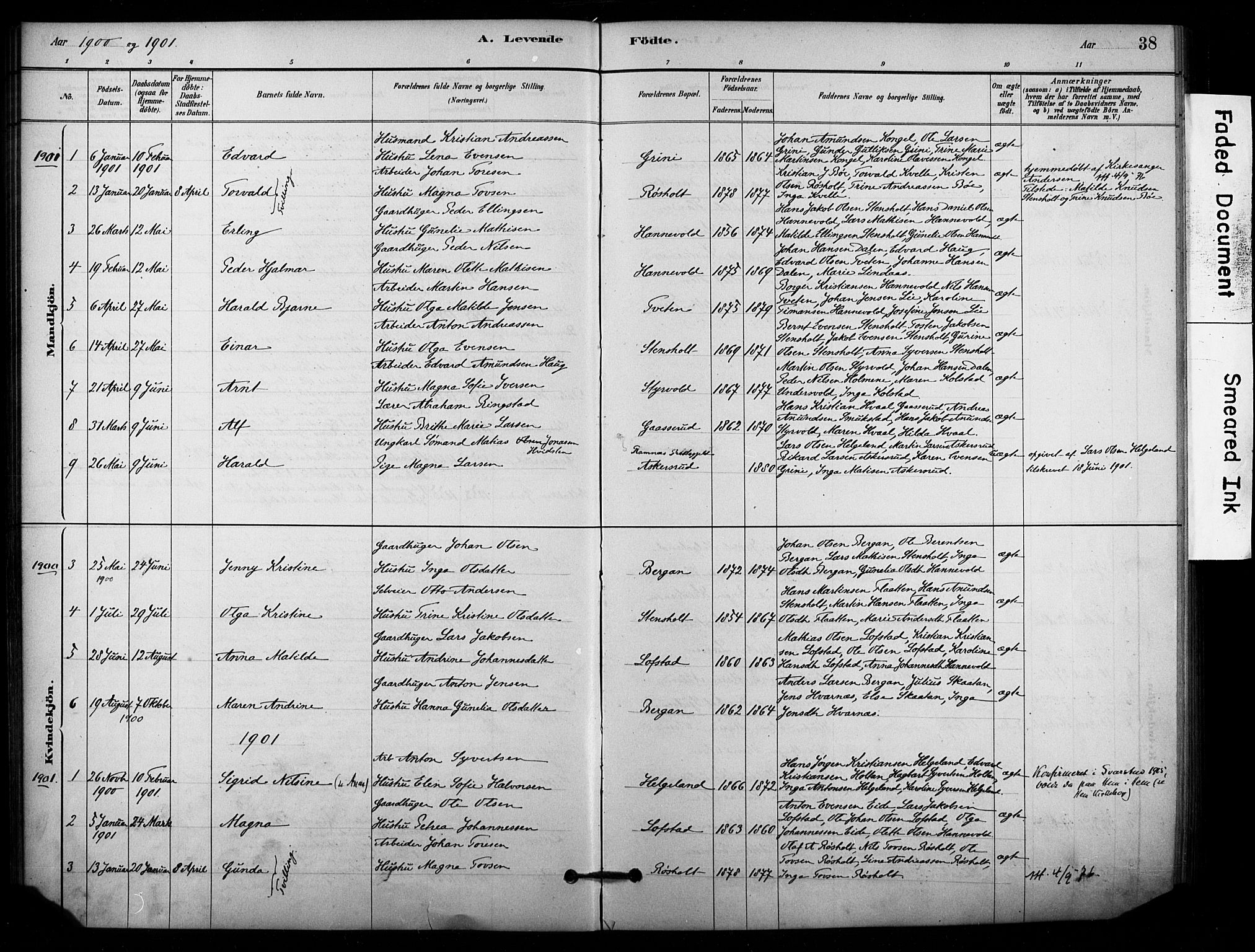 Lardal kirkebøker, AV/SAKO-A-350/F/Fd/L0001: Ministerialbok nr. IV 1, 1881-1907, s. 38