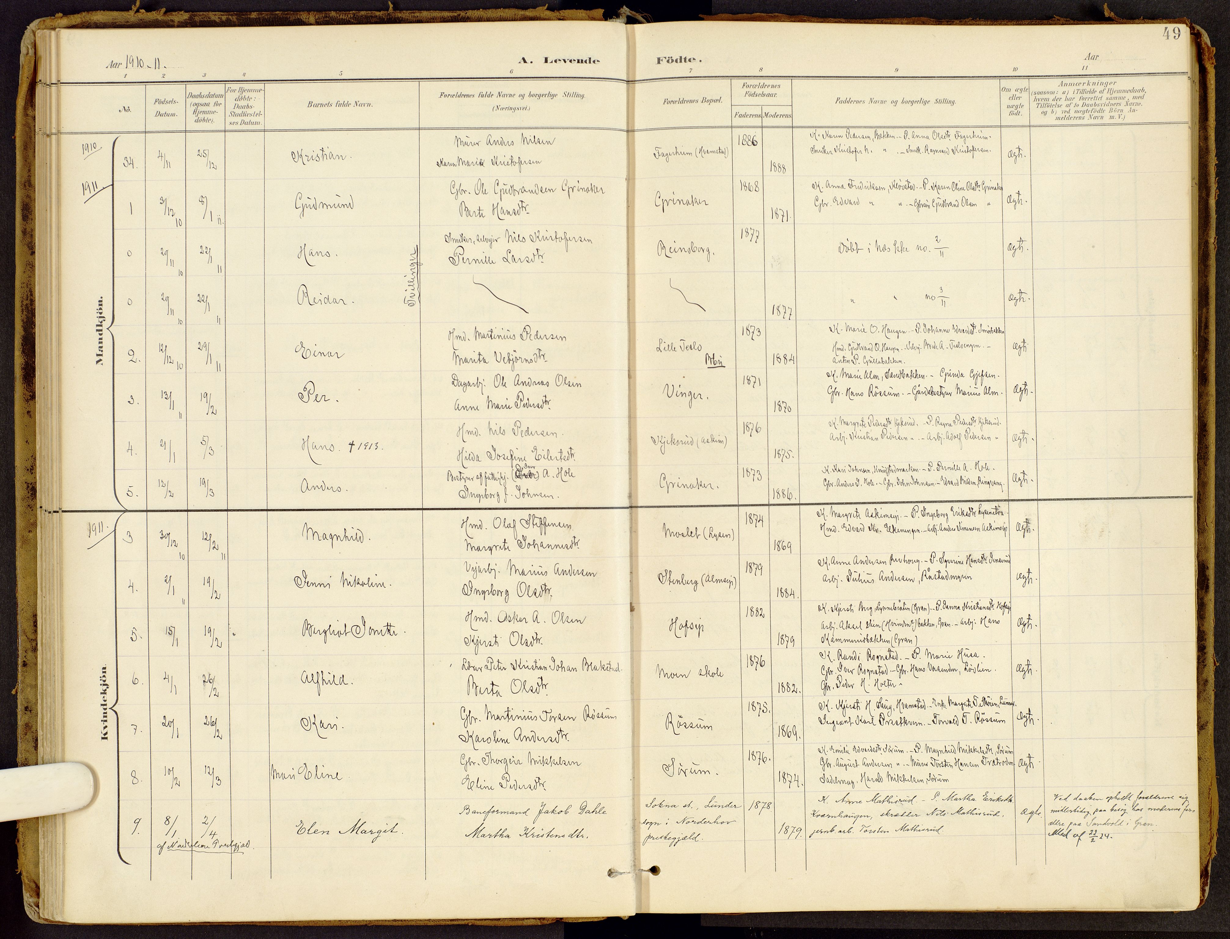 Brandbu prestekontor, SAH/PREST-114/H/Ha/Haa/L0002: Ministerialbok nr. 2, 1899-1914, s. 49