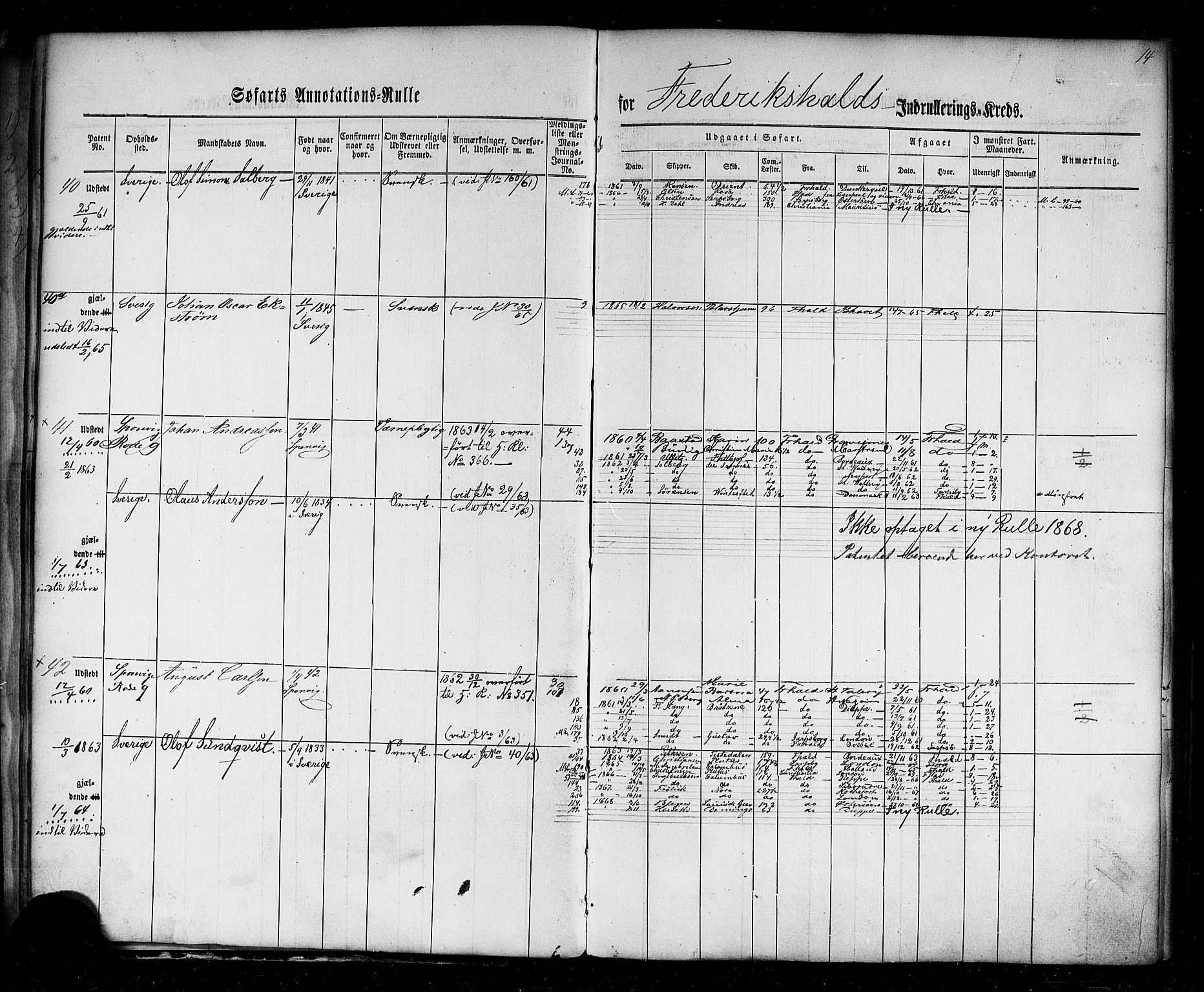 Halden mønstringskontor, AV/SAO-A-10569a/F/Fc/Fca/L0001: Annotasjonsrulle, 1860-1868, s. 16