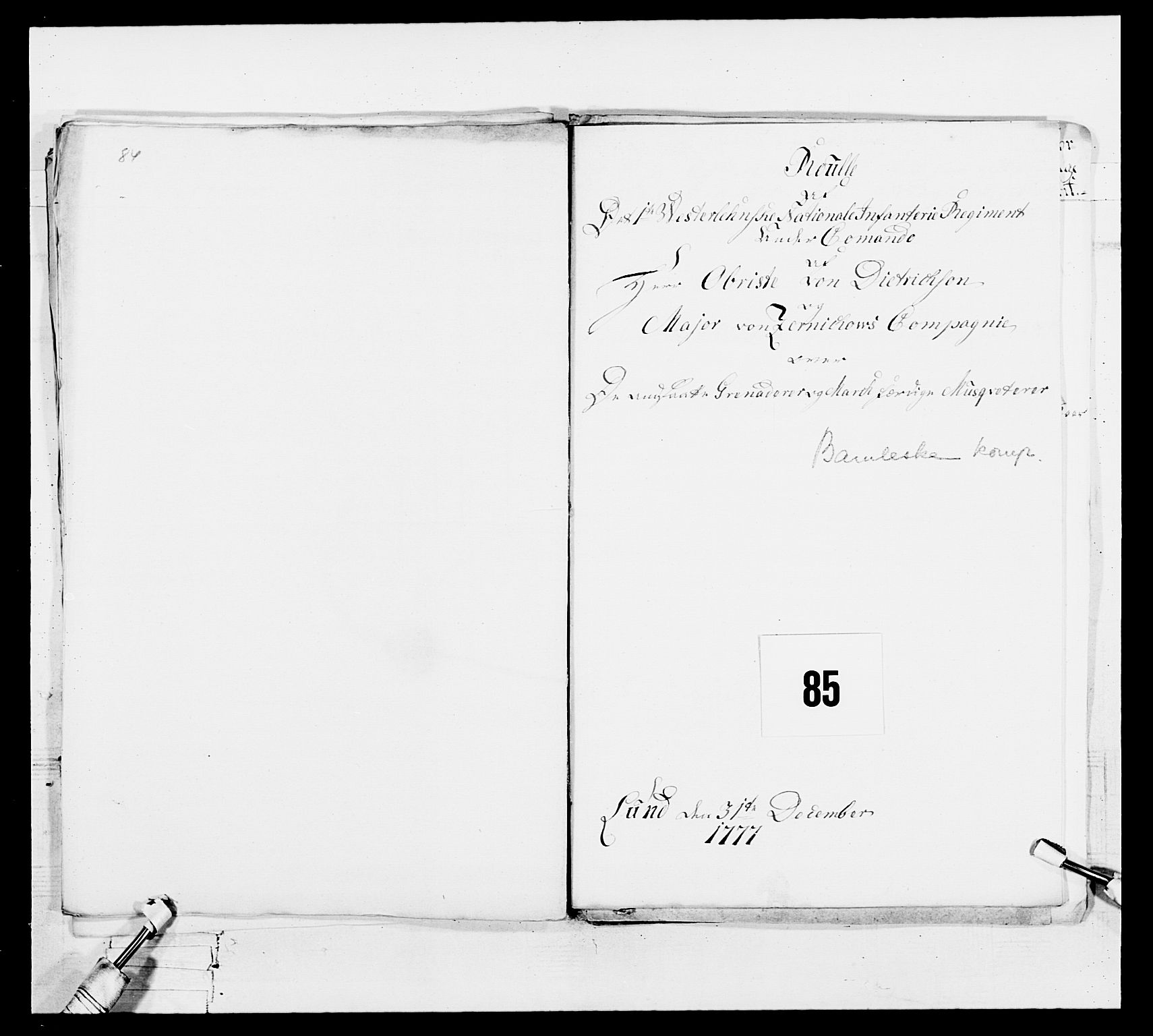 Generalitets- og kommissariatskollegiet, Det kongelige norske kommissariatskollegium, RA/EA-5420/E/Eh/L0101: 1. Vesterlenske nasjonale infanteriregiment, 1766-1777, s. 587