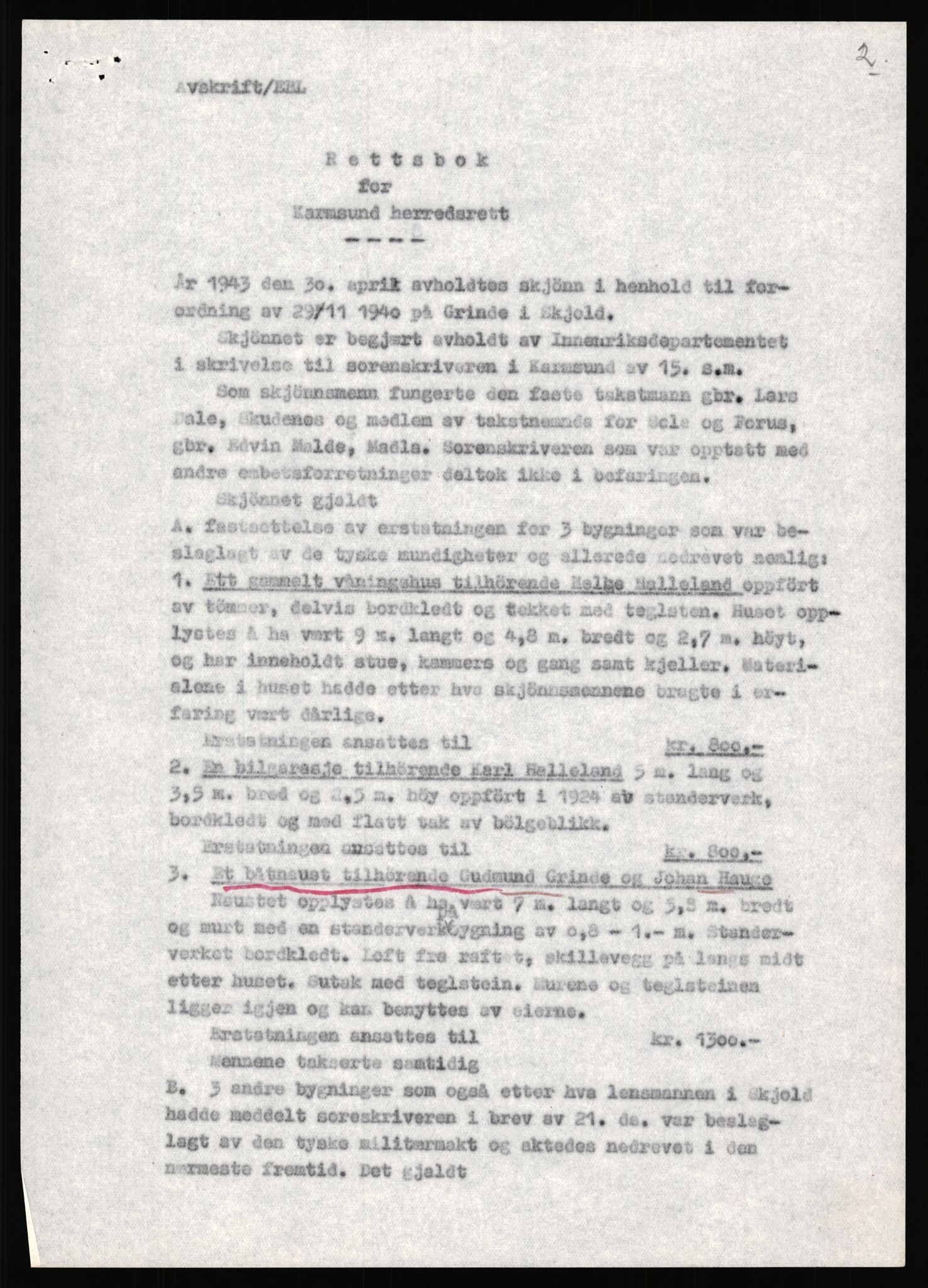 Forsvarsdepartementet, 10. kontor / Oppgjørskontoret, AV/RA-RAFA-1225/D/Dd/L0351: Rogaland, 1941-1958, s. 82