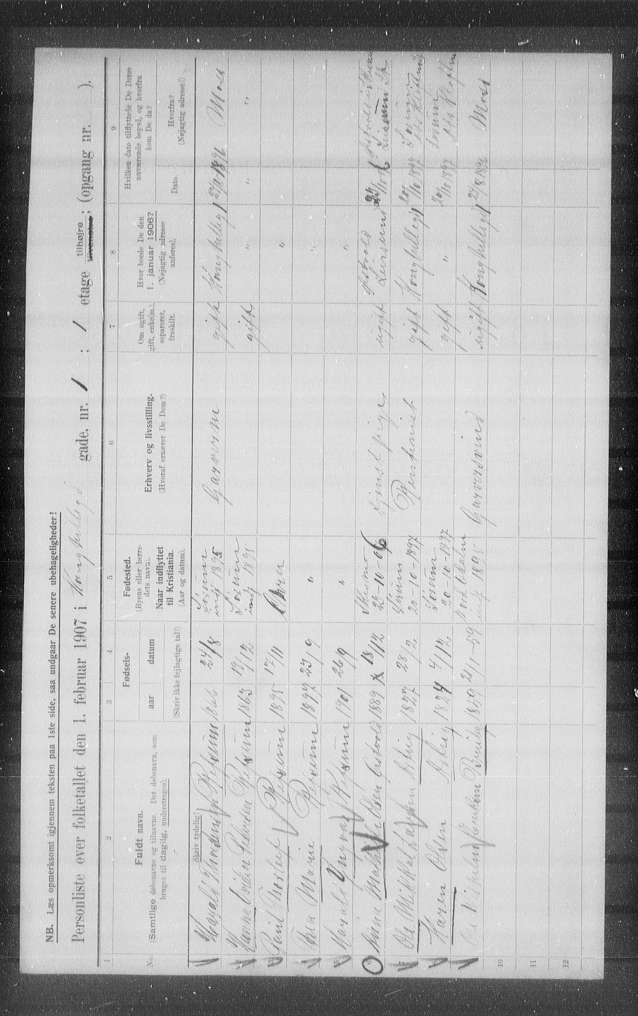 OBA, Kommunal folketelling 1.2.1907 for Kristiania kjøpstad, 1907, s. 26836