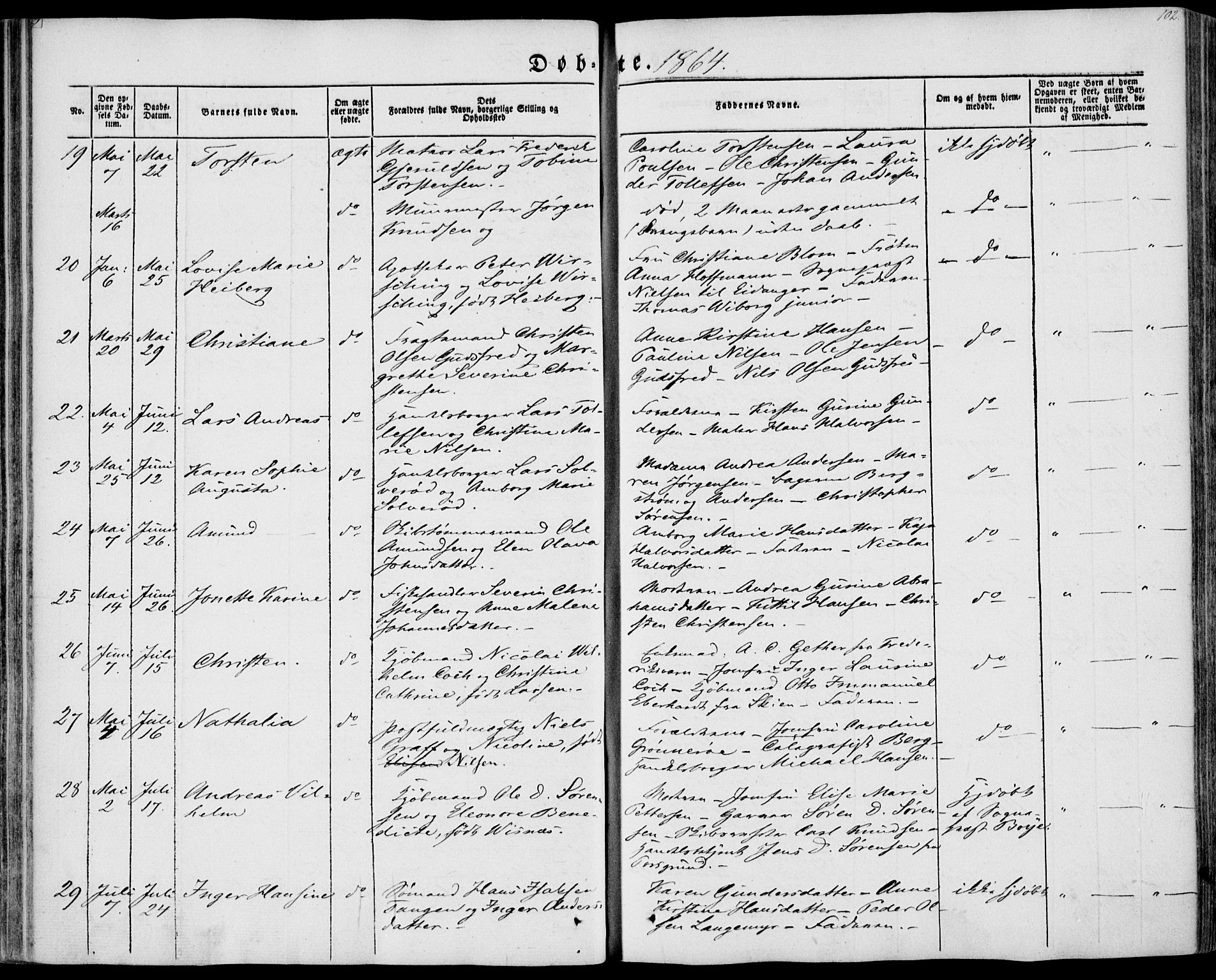Brevik kirkebøker, AV/SAKO-A-255/F/Fa/L0005: Ministerialbok nr. 5, 1847-1865, s. 102