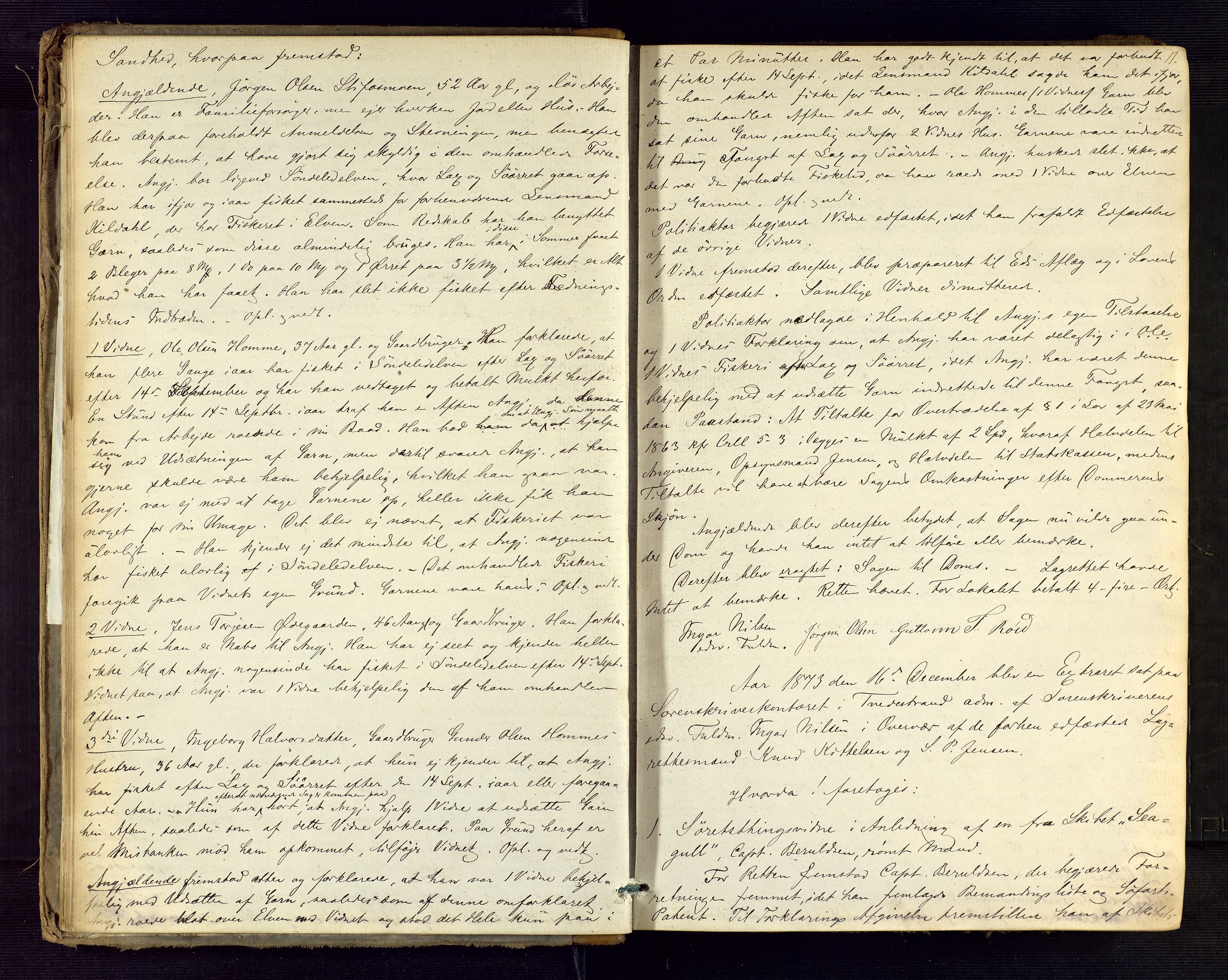 Holt sorenskriveri, AV/SAK-1221-0002/F/Fb/L0003: Ekstraretts- og forhørsrettsprotokoll nr 3, 1873-1876, s. 11