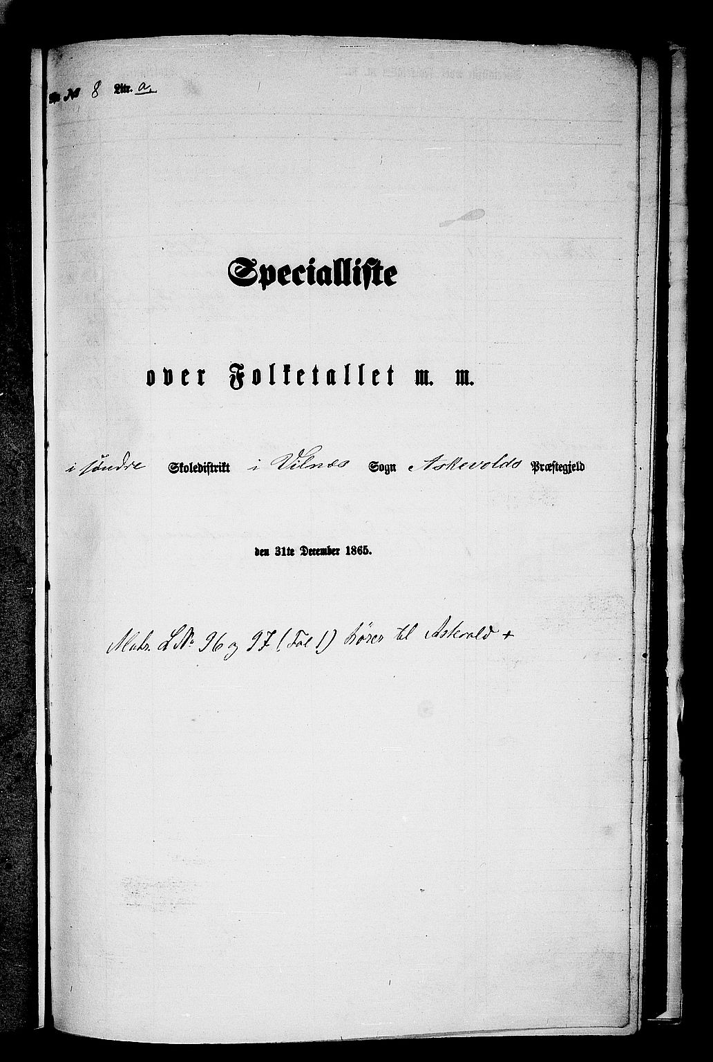 RA, Folketelling 1865 for 1428P Askvoll prestegjeld, 1865, s. 142