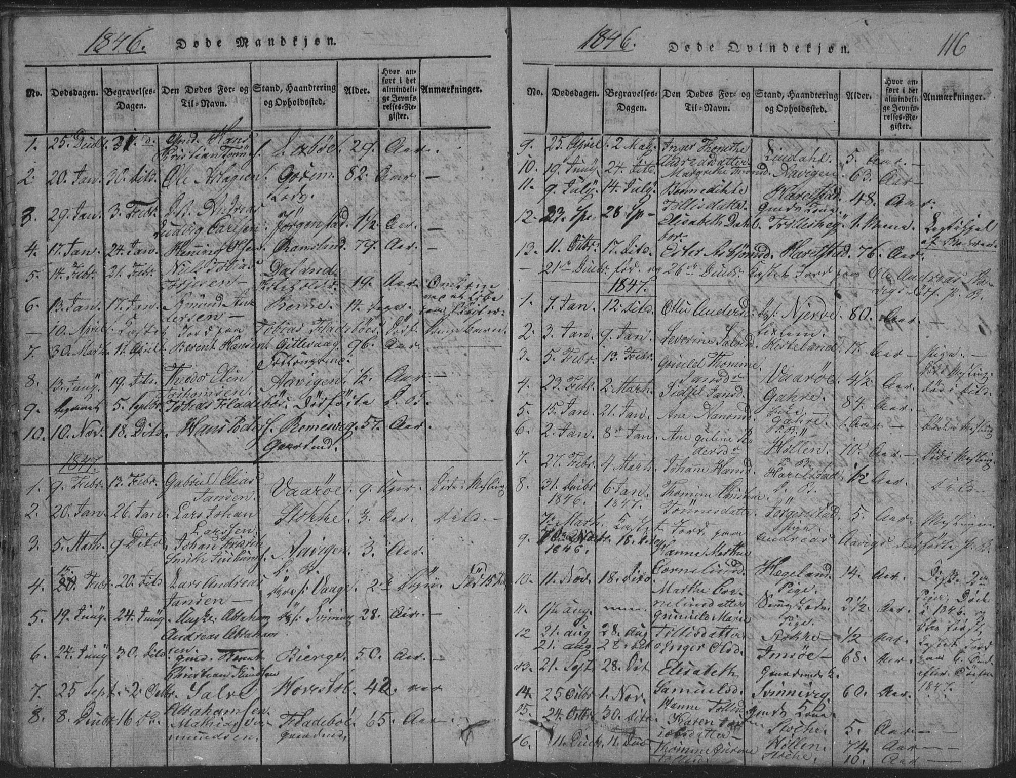 Sør-Audnedal sokneprestkontor, SAK/1111-0039/F/Fb/Fba/L0001: Klokkerbok nr. B 1, 1815-1850, s. 116
