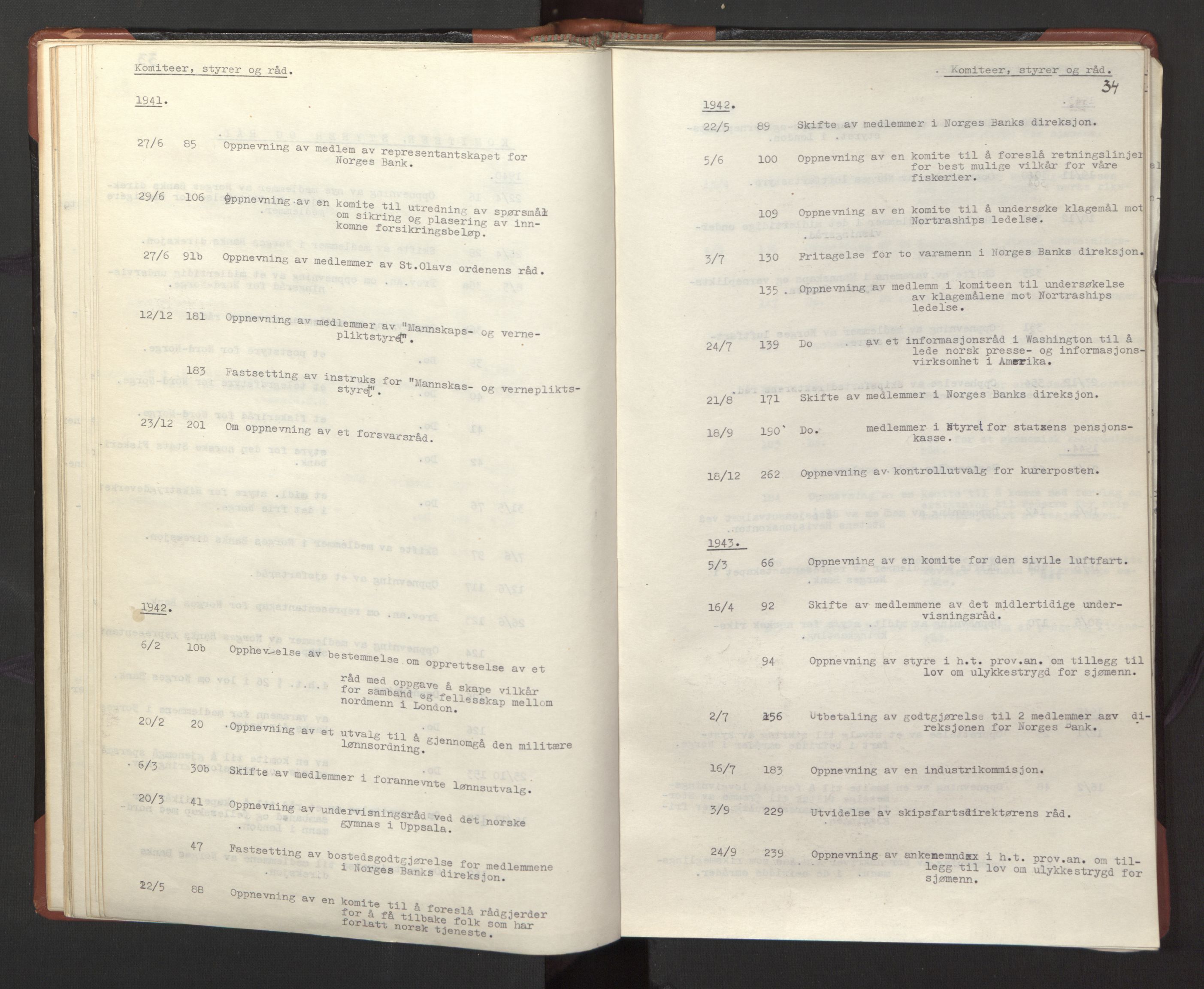 Statsrådssekretariatet, RA/S-1001/A/Ac/L0127: Register 9/4-25/5, 1940-1945, s. 39