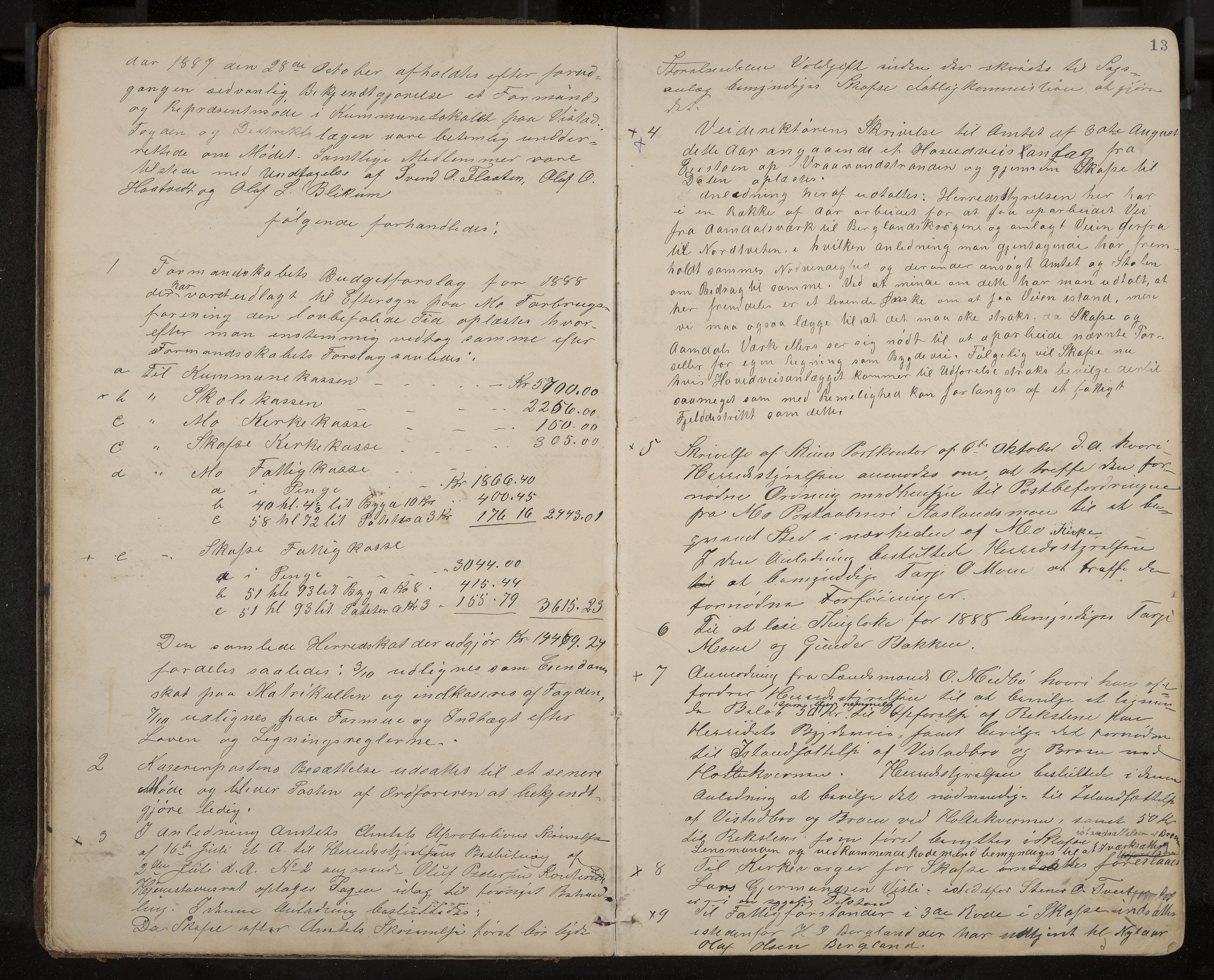 Mo formannskap og sentraladministrasjon, IKAK/0832021/A/L0003: Møtebok, 1886-1903, s. 13
