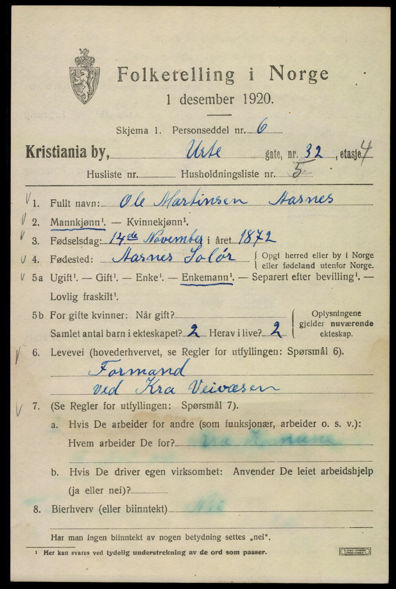 SAO, Folketelling 1920 for 0301 Kristiania kjøpstad, 1920, s. 622657