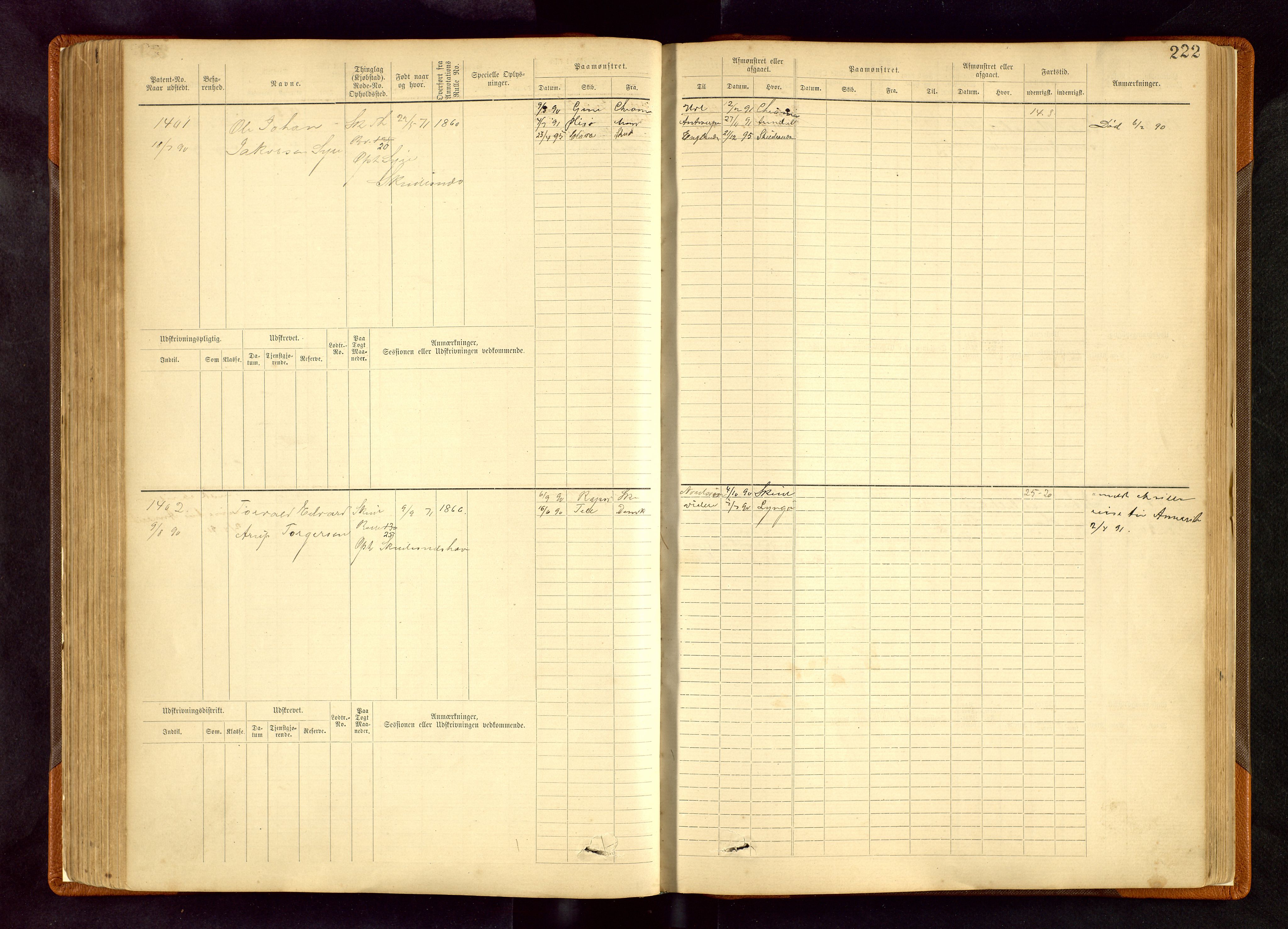 Haugesund sjømannskontor, SAST/A-102007/F/Fb/Fbb/L0003: Sjøfartsrulle Skudenes kretsnr. 965-2440, 1881-1948, s. 222