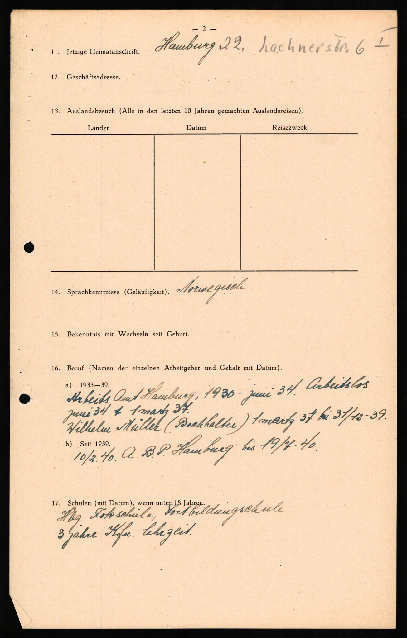 Forsvaret, Forsvarets overkommando II, AV/RA-RAFA-3915/D/Db/L0013: CI Questionaires. Tyske okkupasjonsstyrker i Norge. Tyskere., 1945-1946, s. 184