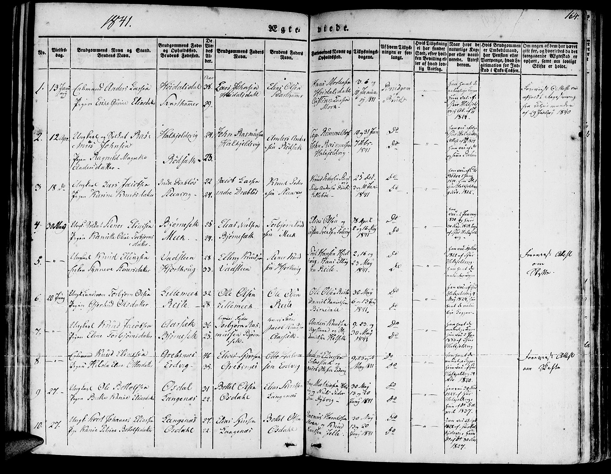 Ministerialprotokoller, klokkerbøker og fødselsregistre - Møre og Romsdal, SAT/A-1454/511/L0139: Ministerialbok nr. 511A06, 1831-1850, s. 164