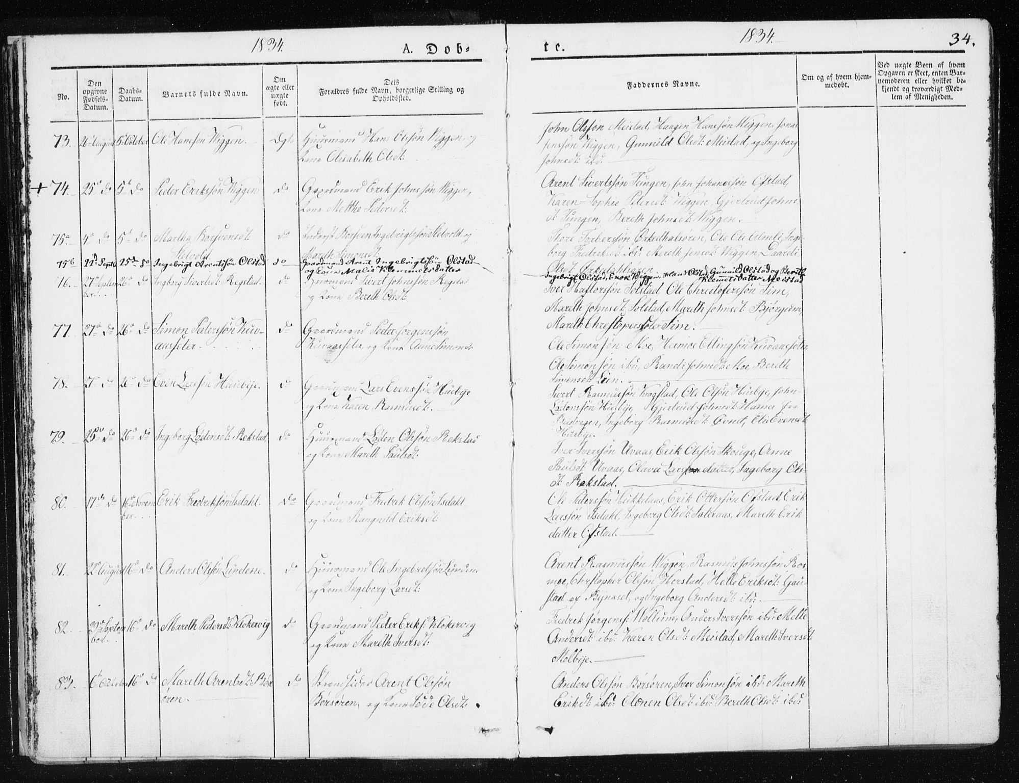 Ministerialprotokoller, klokkerbøker og fødselsregistre - Sør-Trøndelag, SAT/A-1456/665/L0771: Ministerialbok nr. 665A06, 1830-1856, s. 34