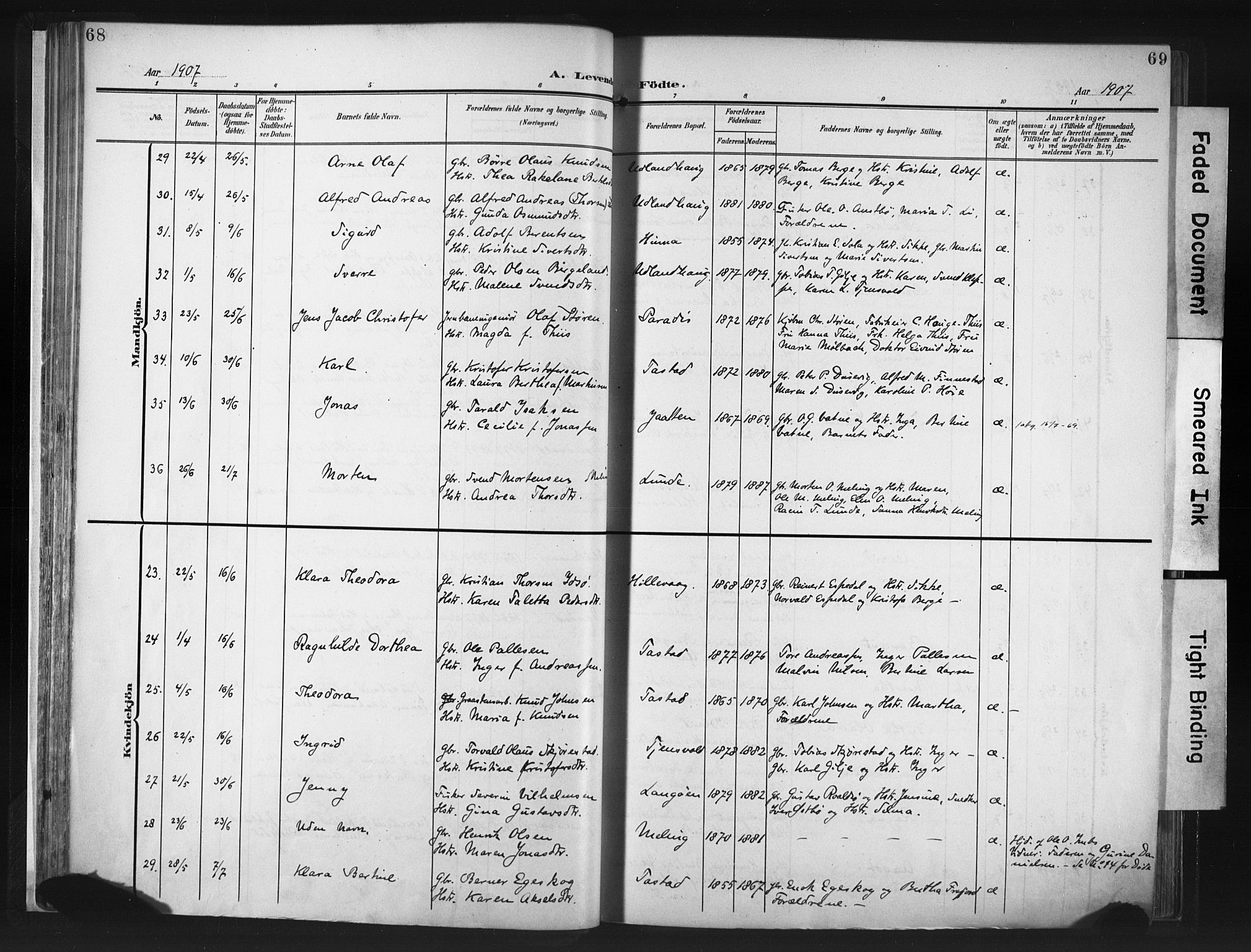 Hetland sokneprestkontor, AV/SAST-A-101826/30/30BA/L0013: Ministerialbok nr. A 13, 1904-1918, s. 68-69