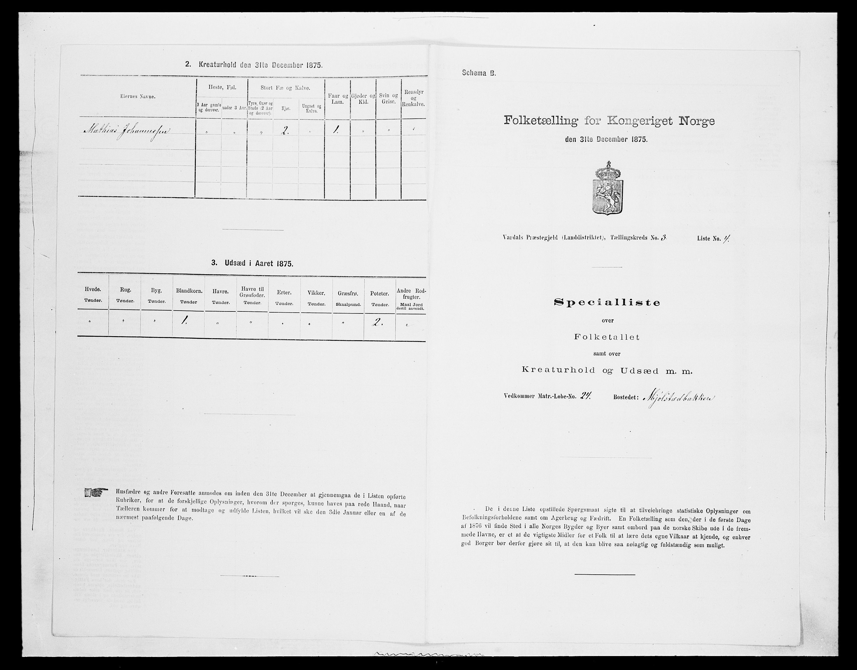 SAH, Folketelling 1875 for 0527L Vardal prestegjeld, Vardal sokn og Hunn sokn, 1875, s. 347