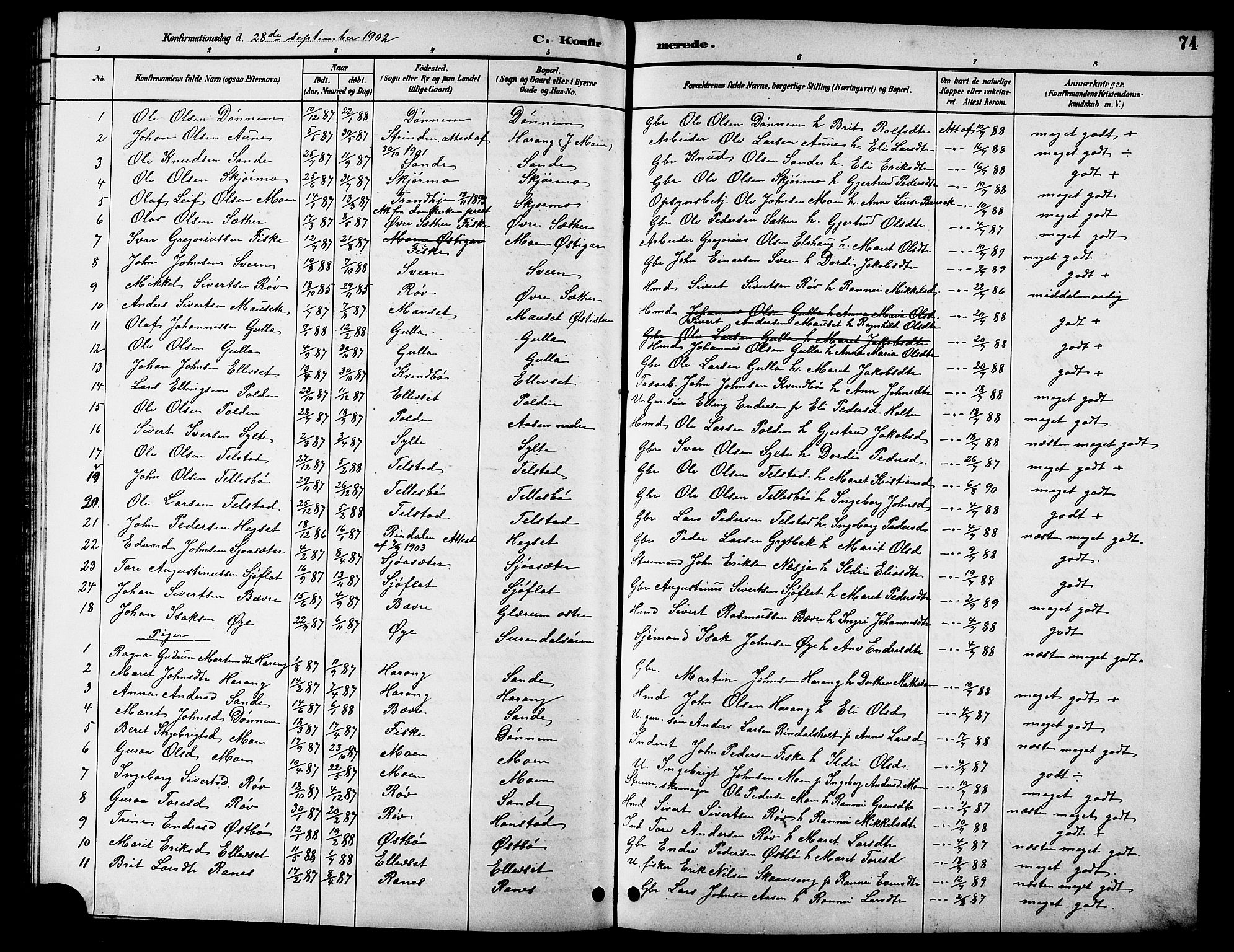 Ministerialprotokoller, klokkerbøker og fødselsregistre - Møre og Romsdal, SAT/A-1454/596/L1058: Klokkerbok nr. 596C01, 1891-1907, s. 74