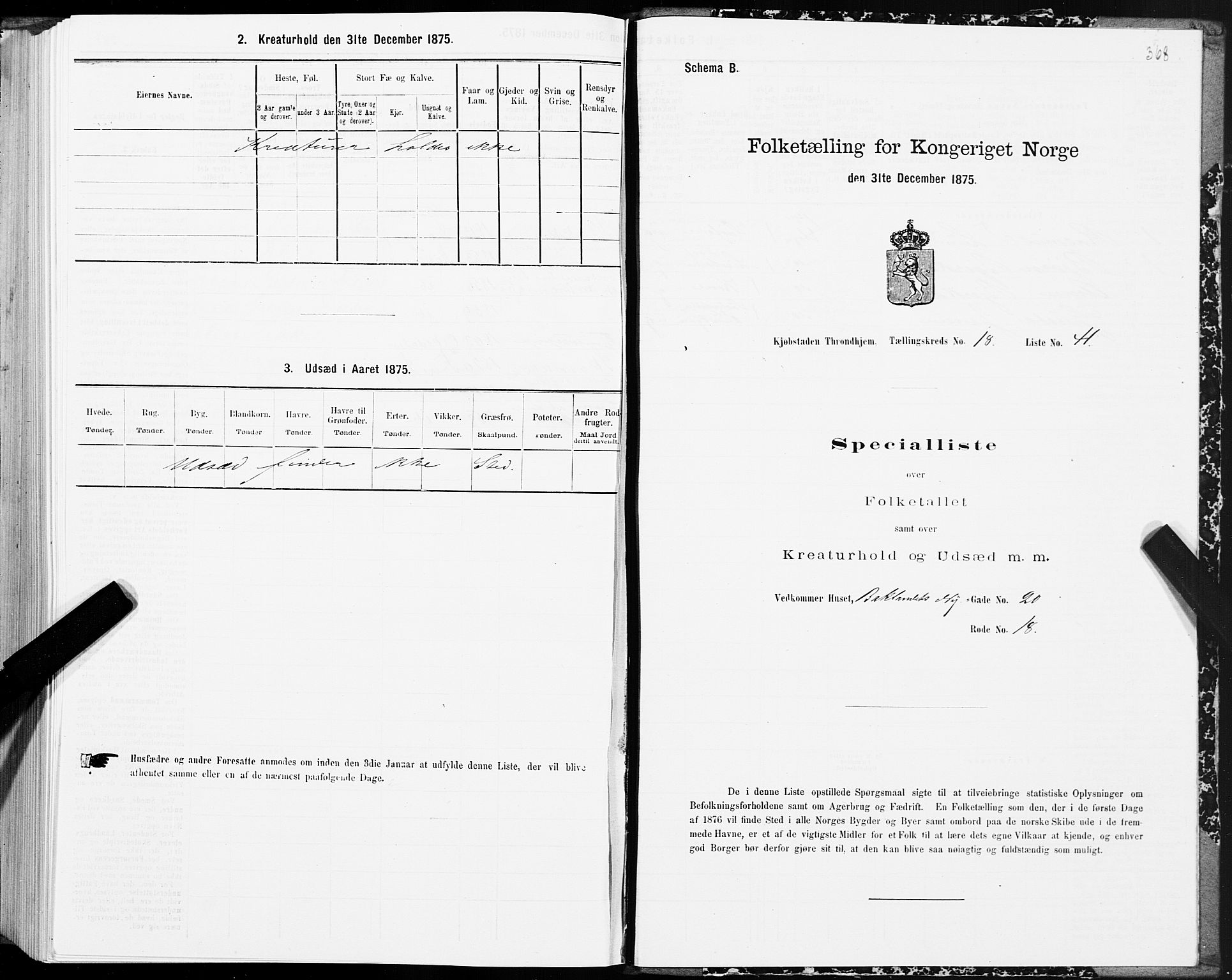 SAT, Folketelling 1875 for 1601 Trondheim kjøpstad, 1875, s. 9368