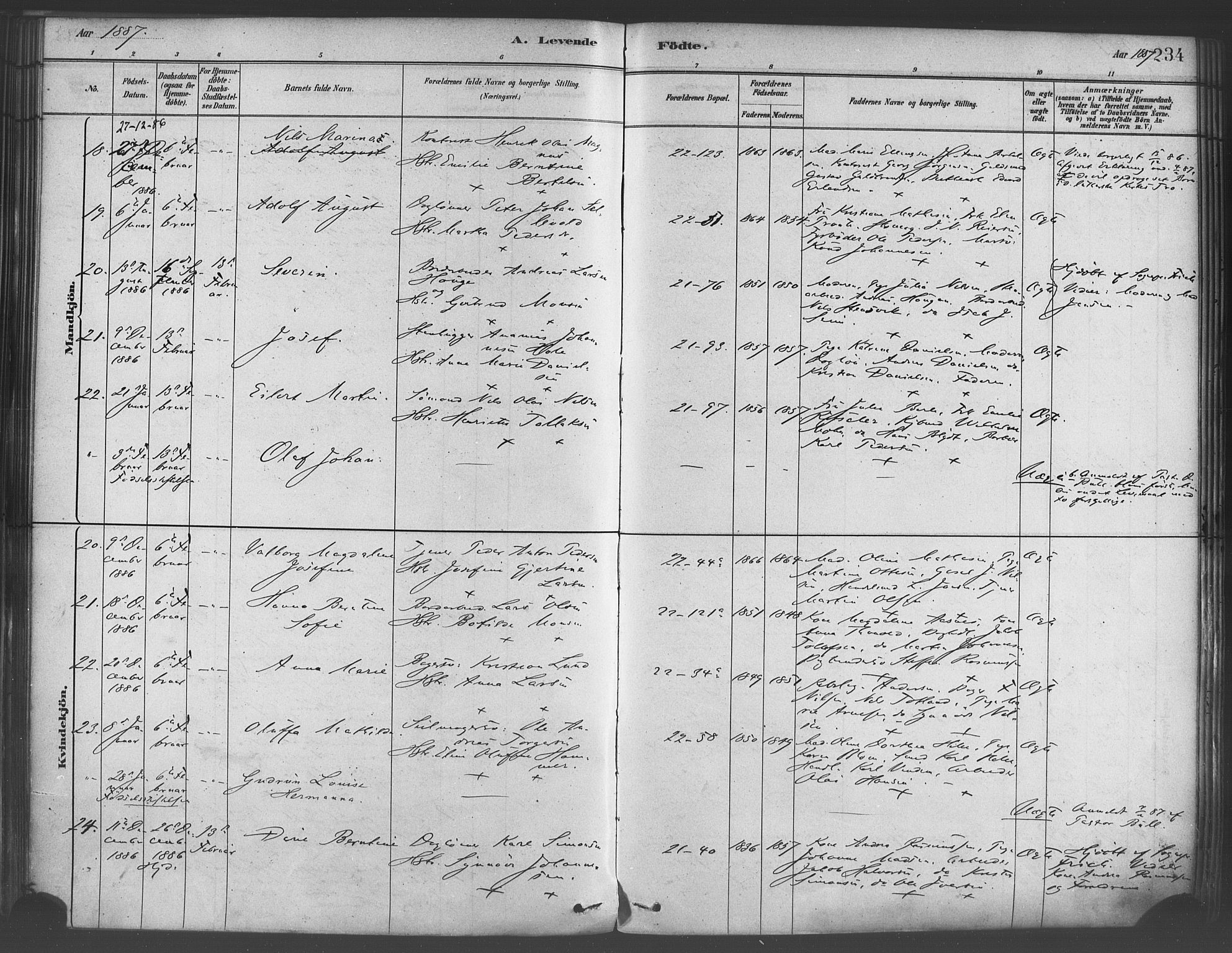 Korskirken sokneprestembete, AV/SAB-A-76101/H/Haa/L0021: Ministerialbok nr. B 7, 1878-1889, s. 234