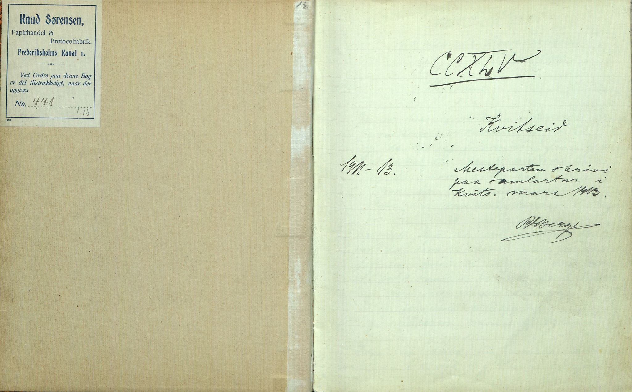Rikard Berge, TEMU/TGM-A-1003/F/L0006/0045: 201-250 / 245 Kviteseid. Skrive av Marte Rudsodden, 1913, s. 1