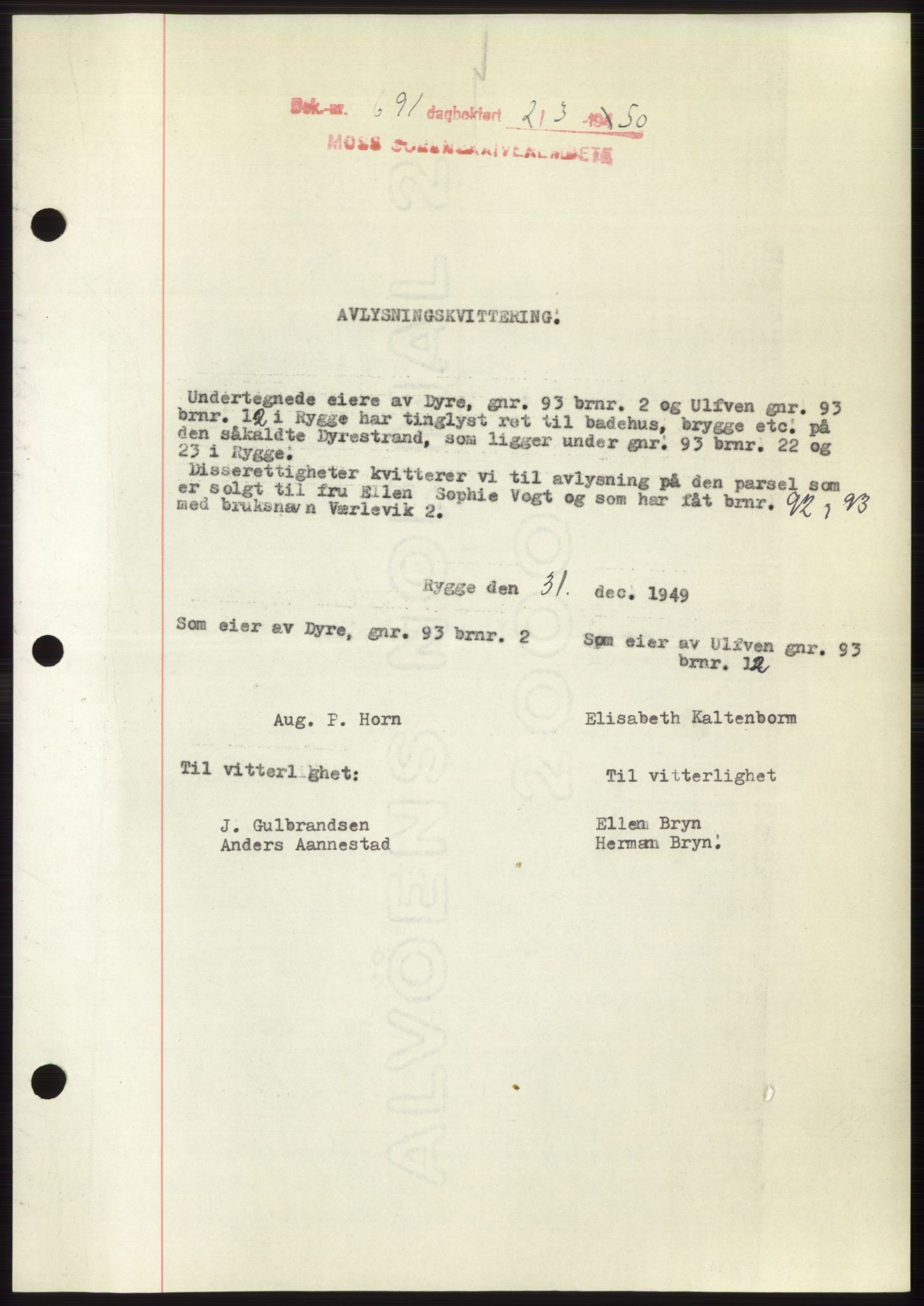 Moss sorenskriveri, SAO/A-10168: Pantebok nr. B23, 1949-1950, Dagboknr: 691/1950