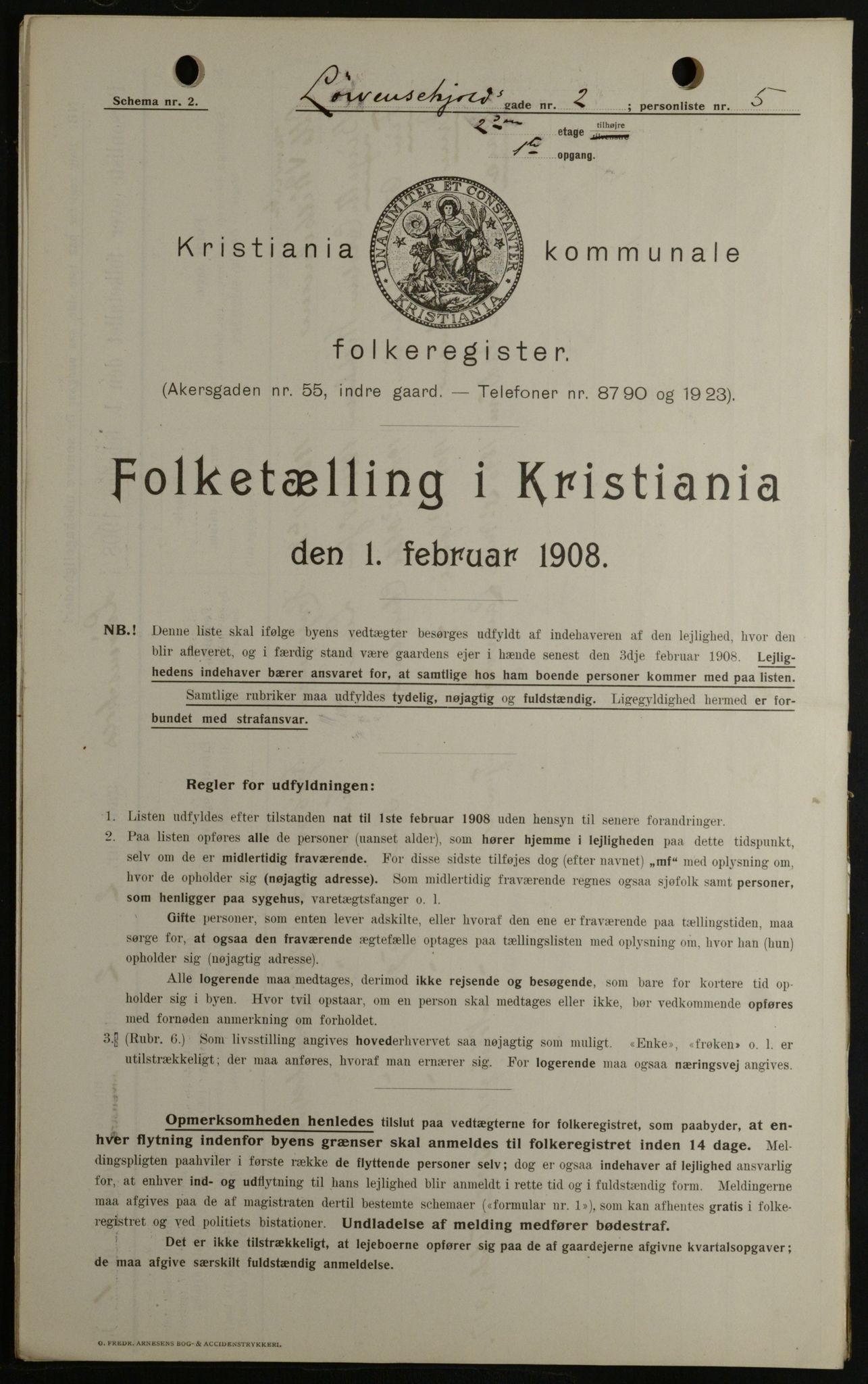 OBA, Kommunal folketelling 1.2.1908 for Kristiania kjøpstad, 1908, s. 52686