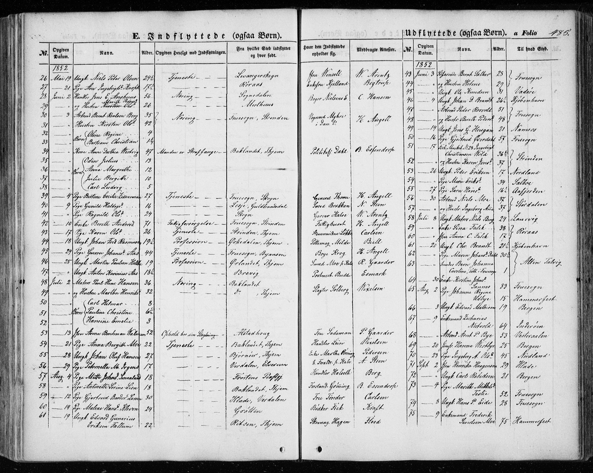 Ministerialprotokoller, klokkerbøker og fødselsregistre - Sør-Trøndelag, AV/SAT-A-1456/601/L0051: Ministerialbok nr. 601A19, 1848-1857, s. 485