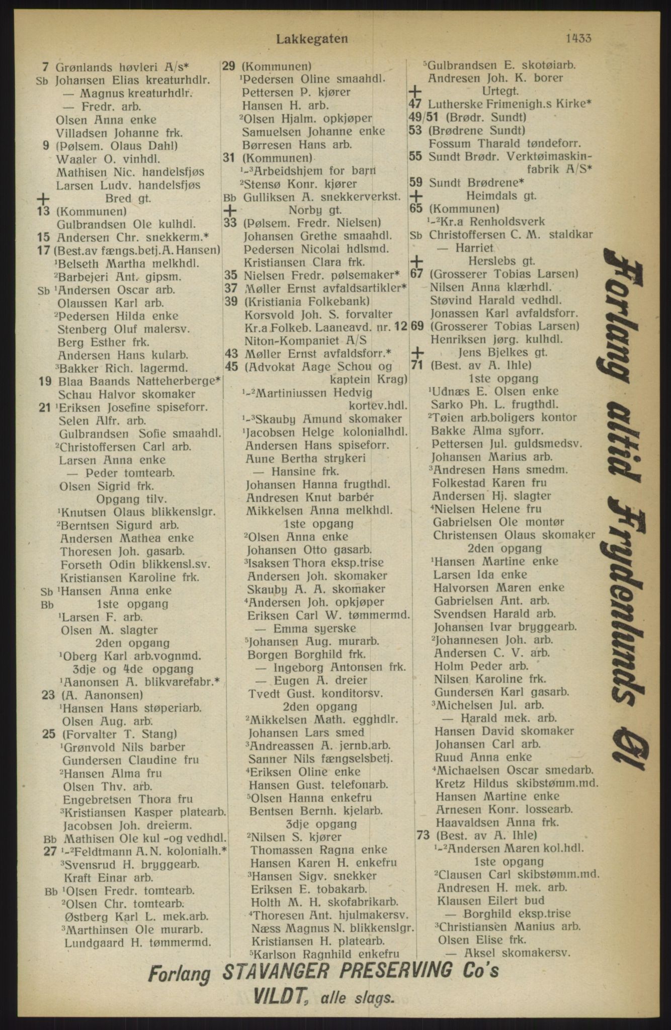 Kristiania/Oslo adressebok, PUBL/-, 1914, s. 1433